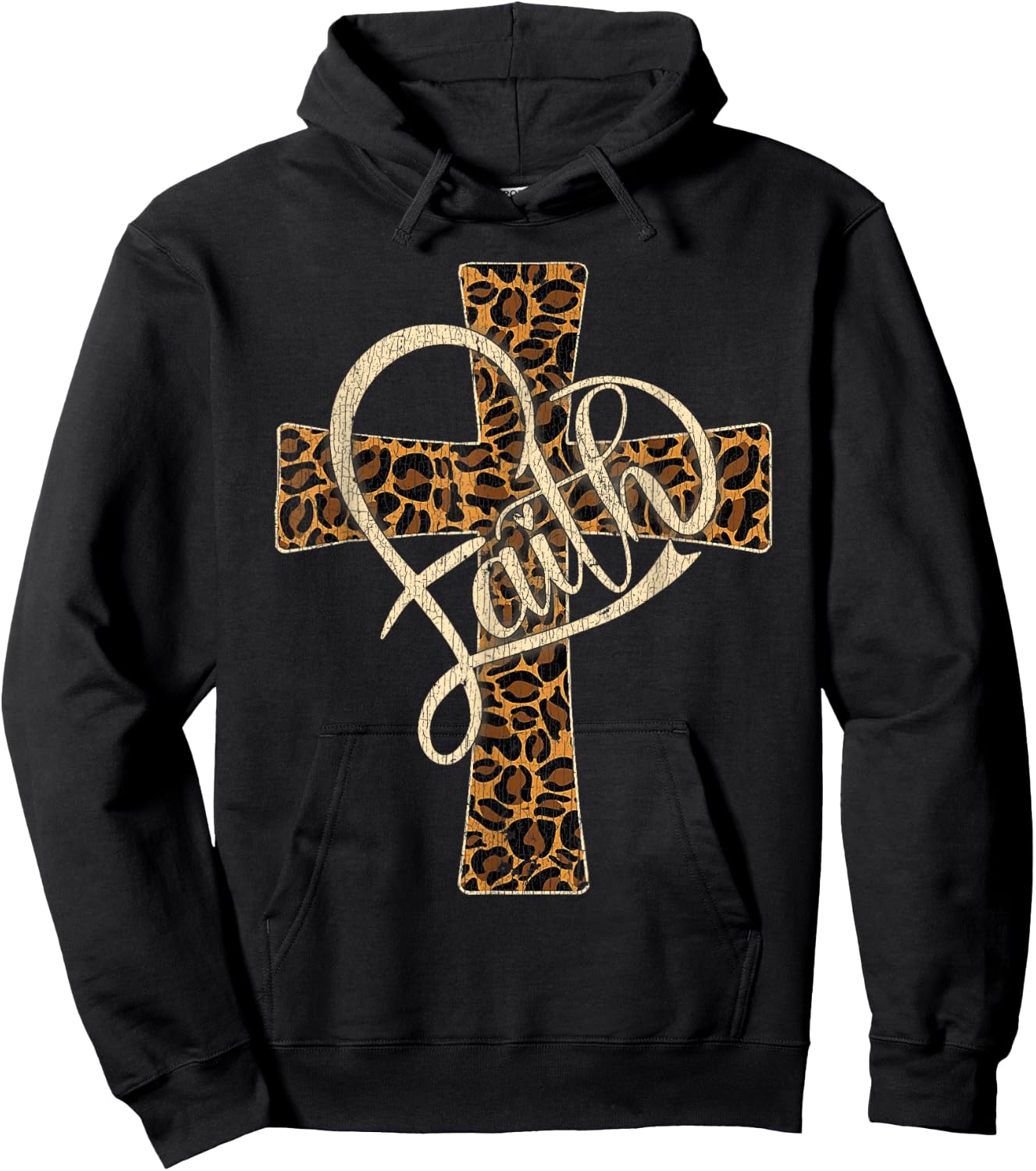 Vintage Faith Christian Men Leopard Cheetah Print Hoodie - Hoodie | Black