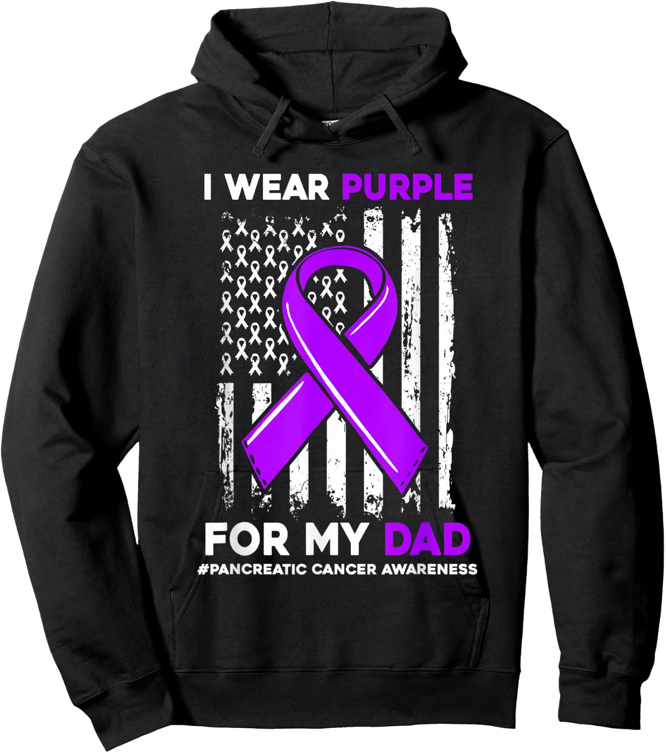 I Wear Purple For My Dad Father Pancreatic Cancer Awareness Hoodie - Hoodie | Black