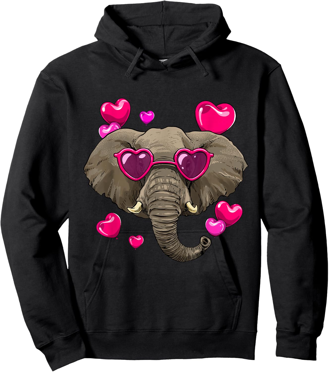 Valentines Day Elephant Heart Love Couples Elephant Lover Hoodie - Hoodie | Black