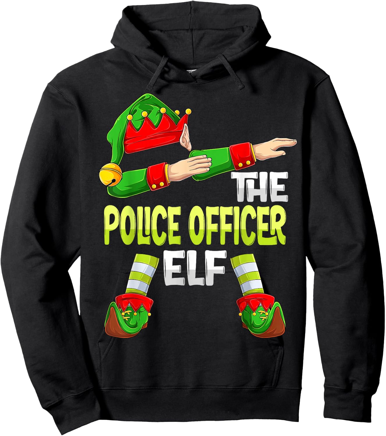 Dabbing Elf Christmas Policeman The Police Officer Elf Hoodie - Hoodie | Black