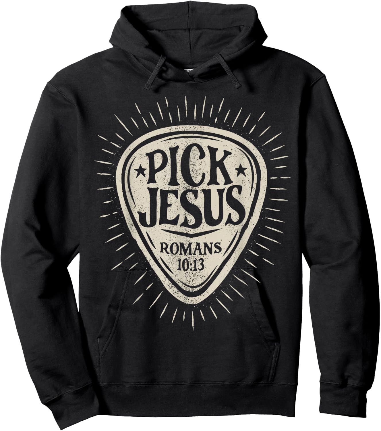 Guitar Pick Jesus Christian Music Guitarist Pastor Retro Hoodie - Hoodie | Black