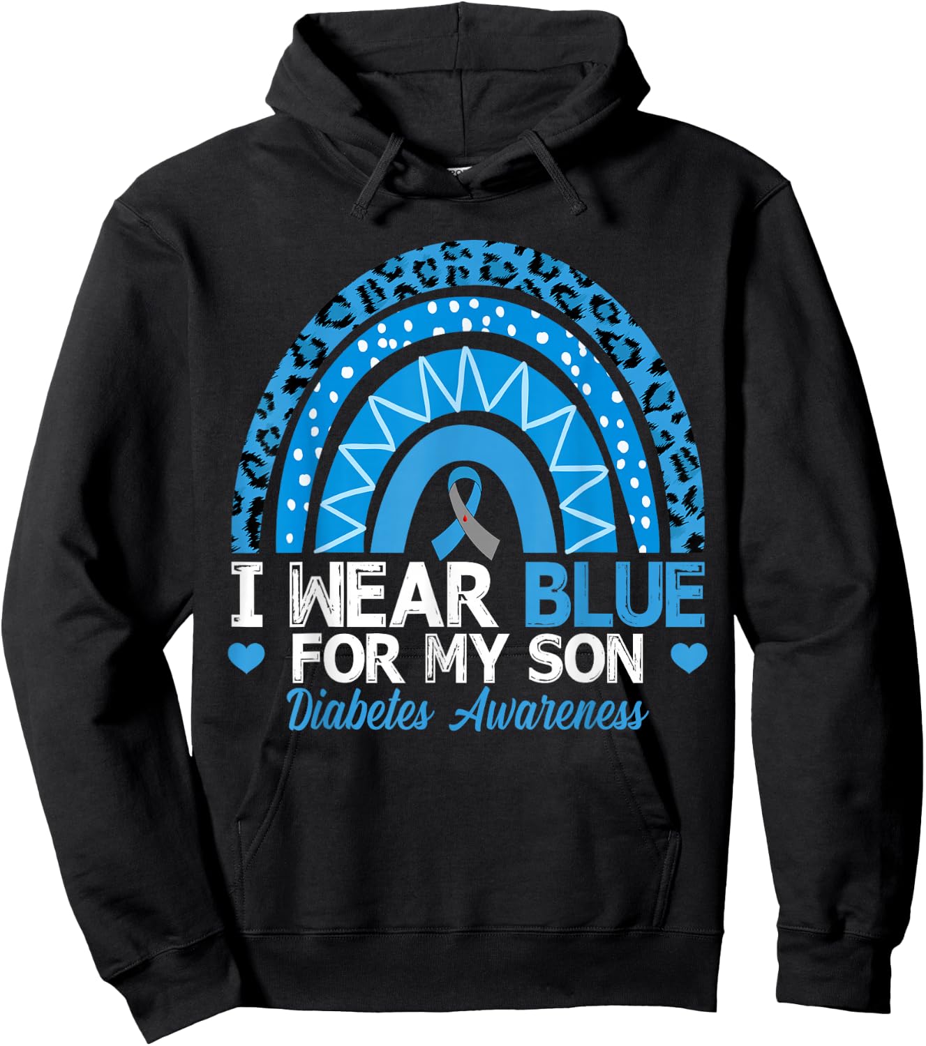 I Wear Blue For My Son Type 1 Diabetes Awareness Hoodie - Hoodie | Black