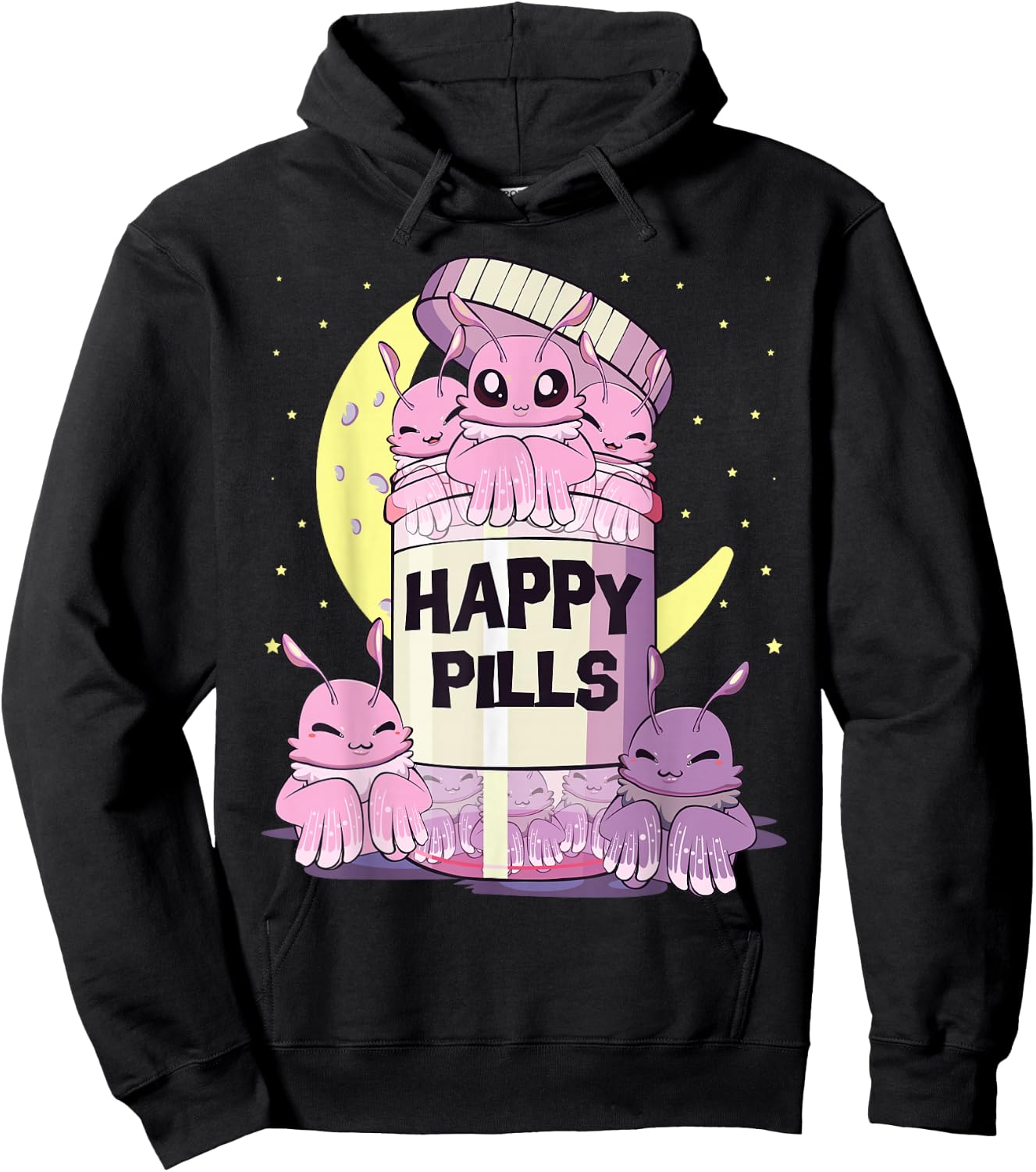 Pastel Goth Kawaii Cute Happy Pills Mothman Hoodie - Hoodie | Black