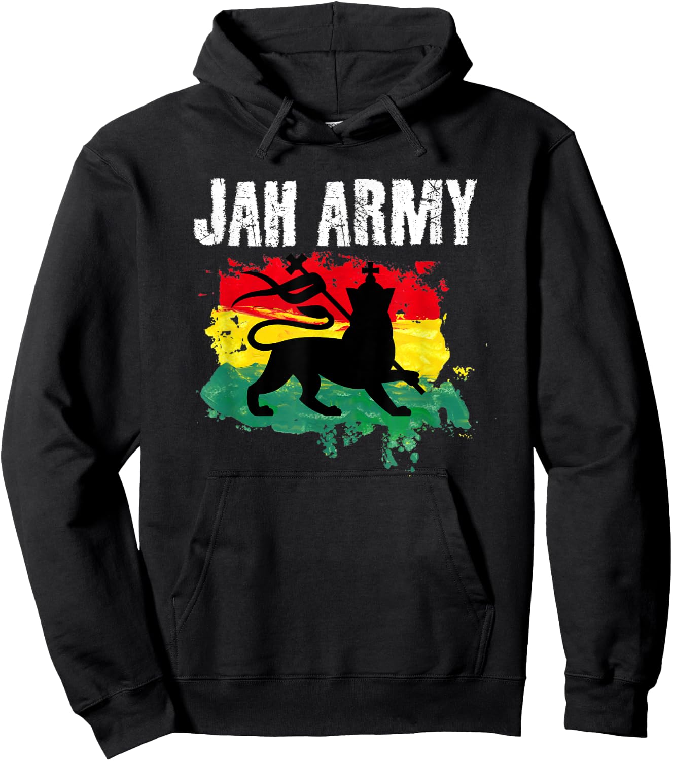 Jah Jah Army Rastafarian Clothing Jamaica Souvenir Reggae Hoodie - Hoodie | Black