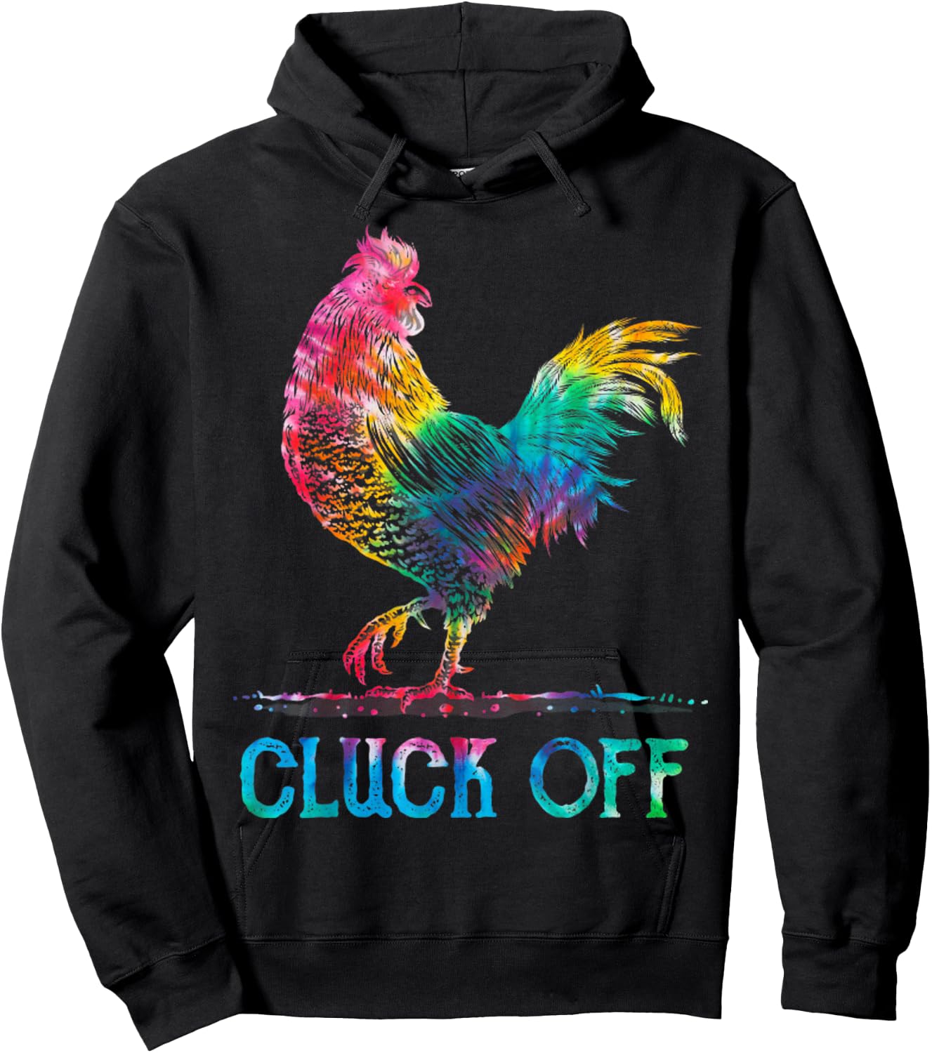 Vintage Cluck Off Rooster Chicken Tie Dye Hoodie - Hoodie | Black