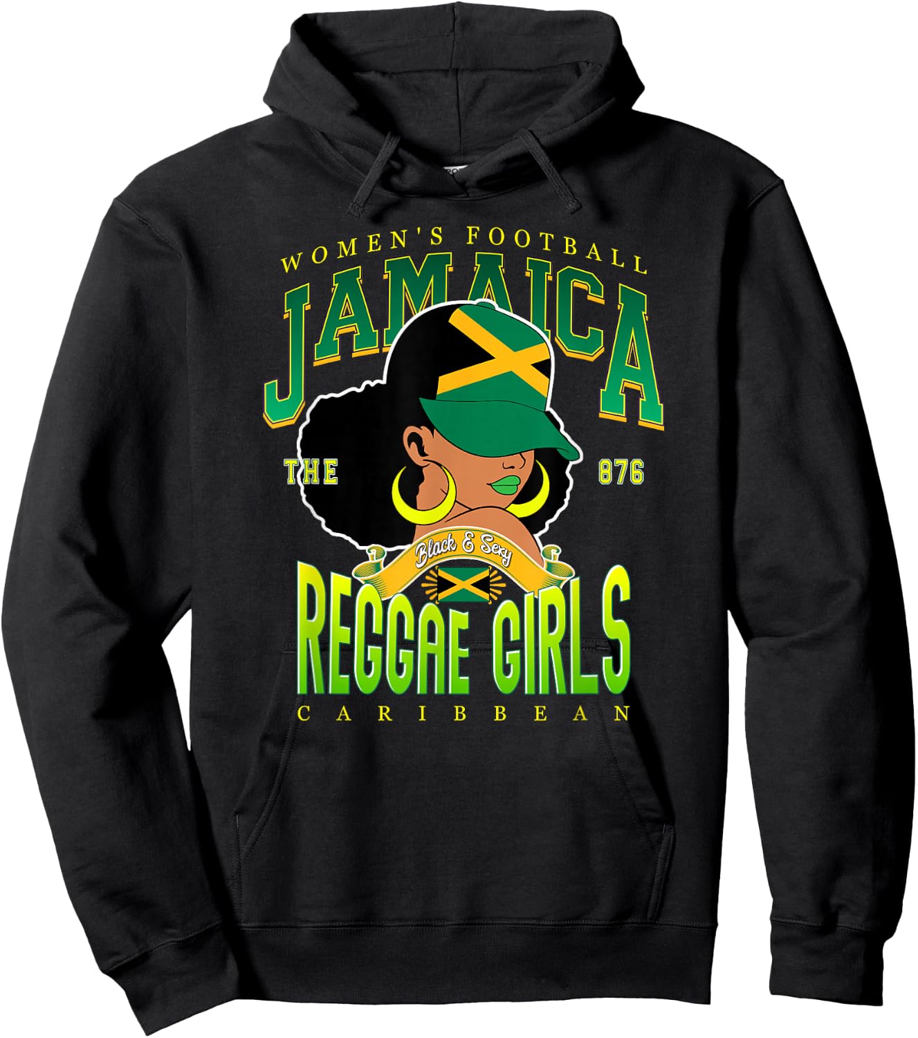 Kingston Reggae Girls Black & Sexy Afro Pride Design Hoodie - Hoodie | Black