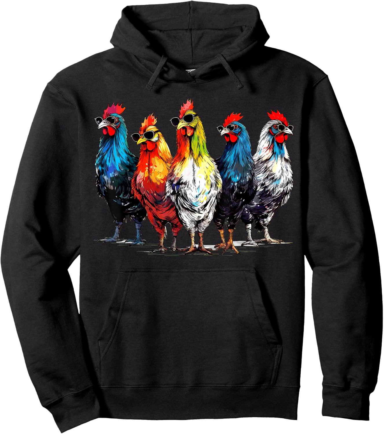 Cool Rooster Wearing Sunglasses Farmer Retro Farm Animals Hoodie - Hoodie | Black