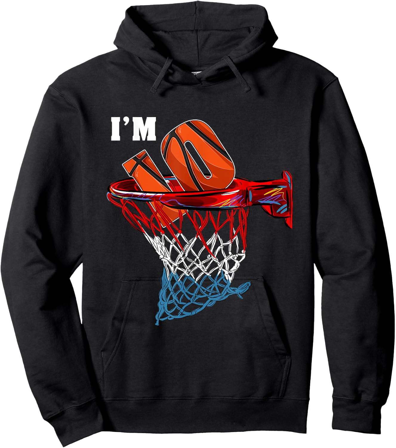 Basketball Net Ball Game I'm 10 Years Old Gift Birthday Hoodie - Hoodie | Black