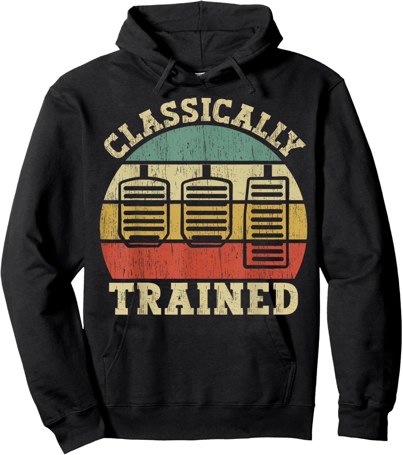 Vintage Three Pedals Classically Trained Manual Transmission Hoodie - Hoodie | Black