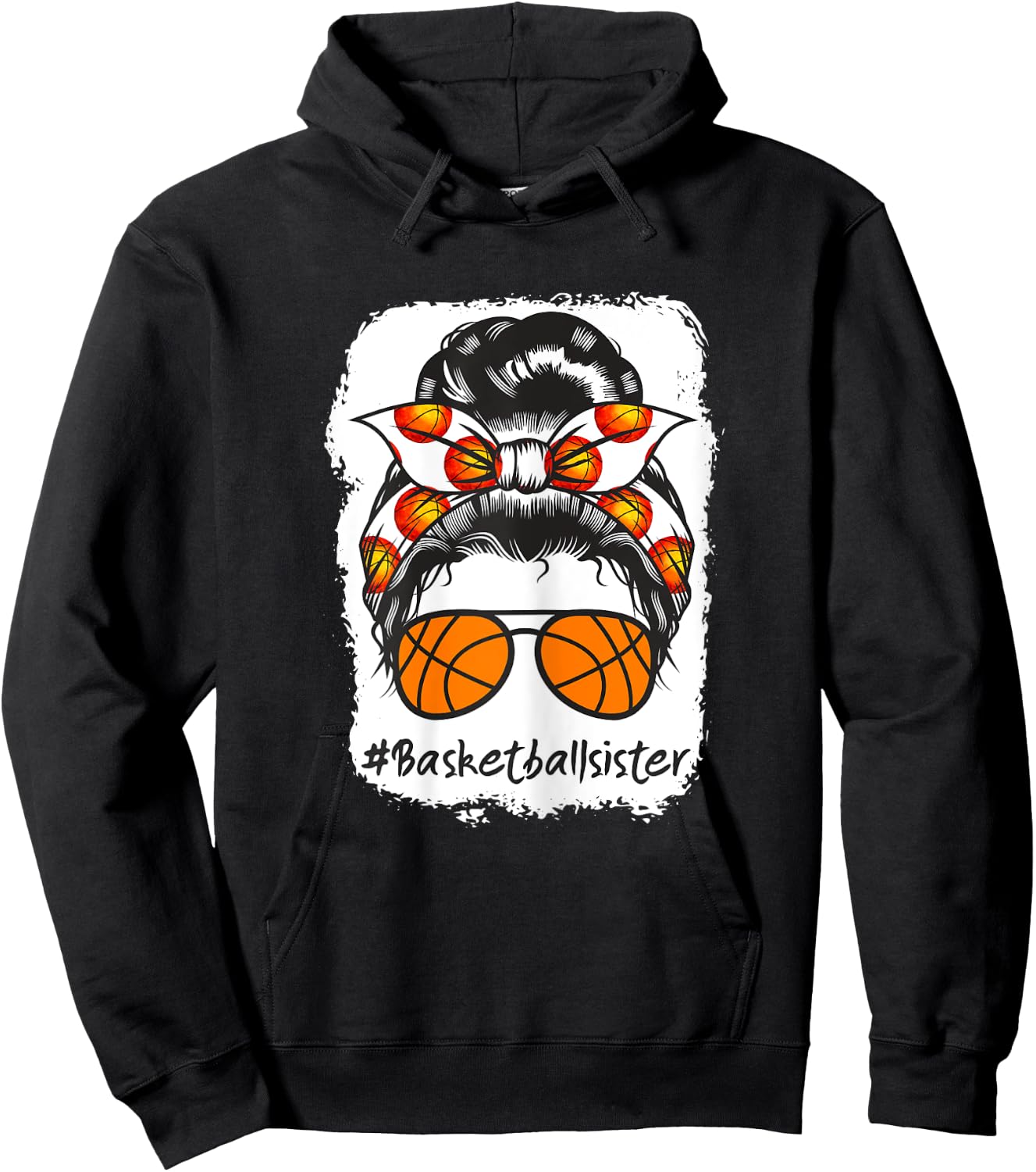 Bleached Basketball Sister Messy Bun Ball Hoodie - Hoodie | Black