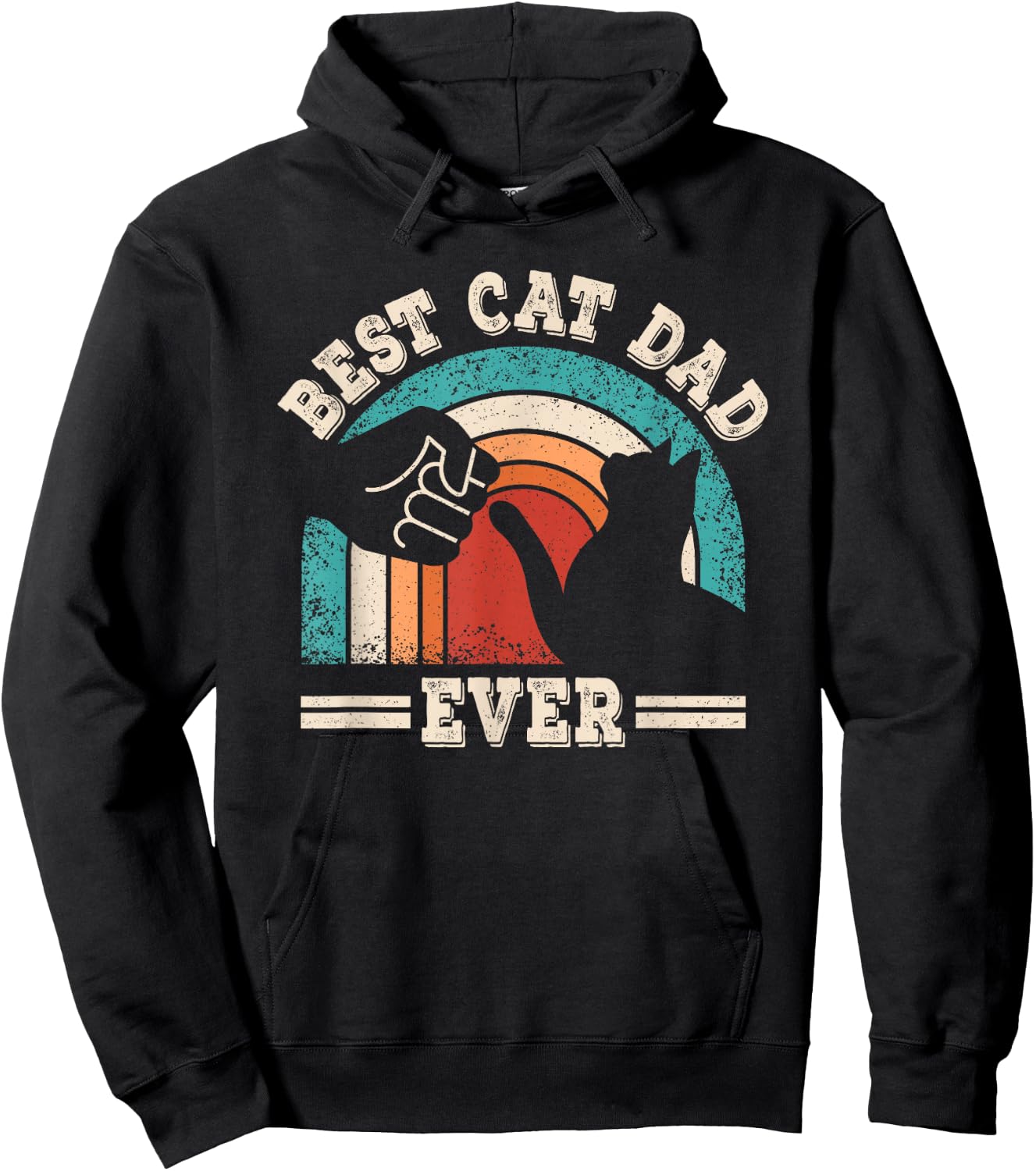 Best Cat Dad Ever Funny Retro Cat Lover Vintage Men Hoodie - Hoodie | Black