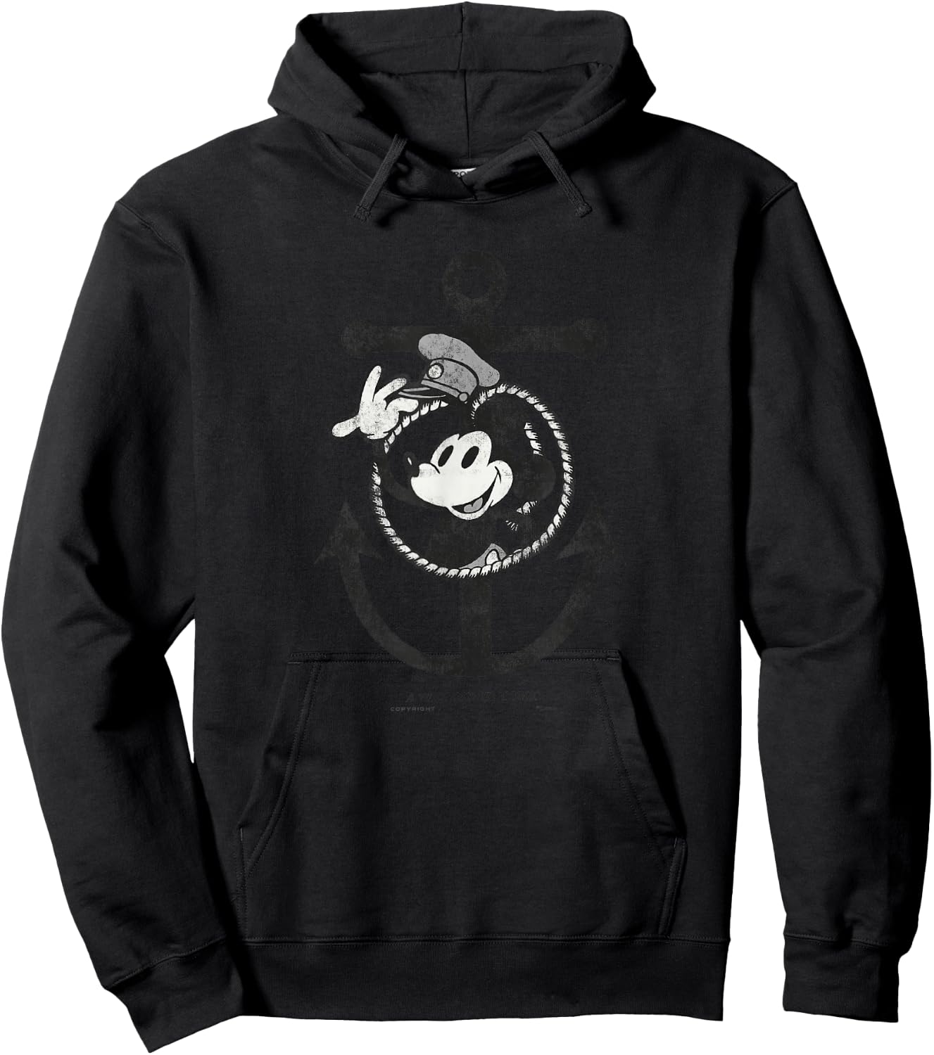 Disney 100 Mickey Mouse Steamboat Willie Anchor D100 Small Hoodie - Hoodie | Black