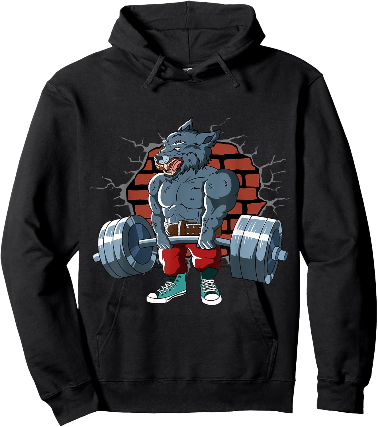 Fitness Alpha Wolf doing Deadlift Workout Training Gym Hoodie - Hoodie | Black