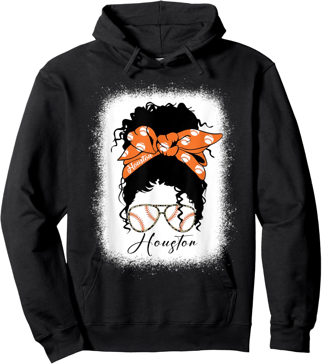 Messy Bun Bleached Houstion Souvenir I Love Houstion Women Hoodie - Hoodie | Black