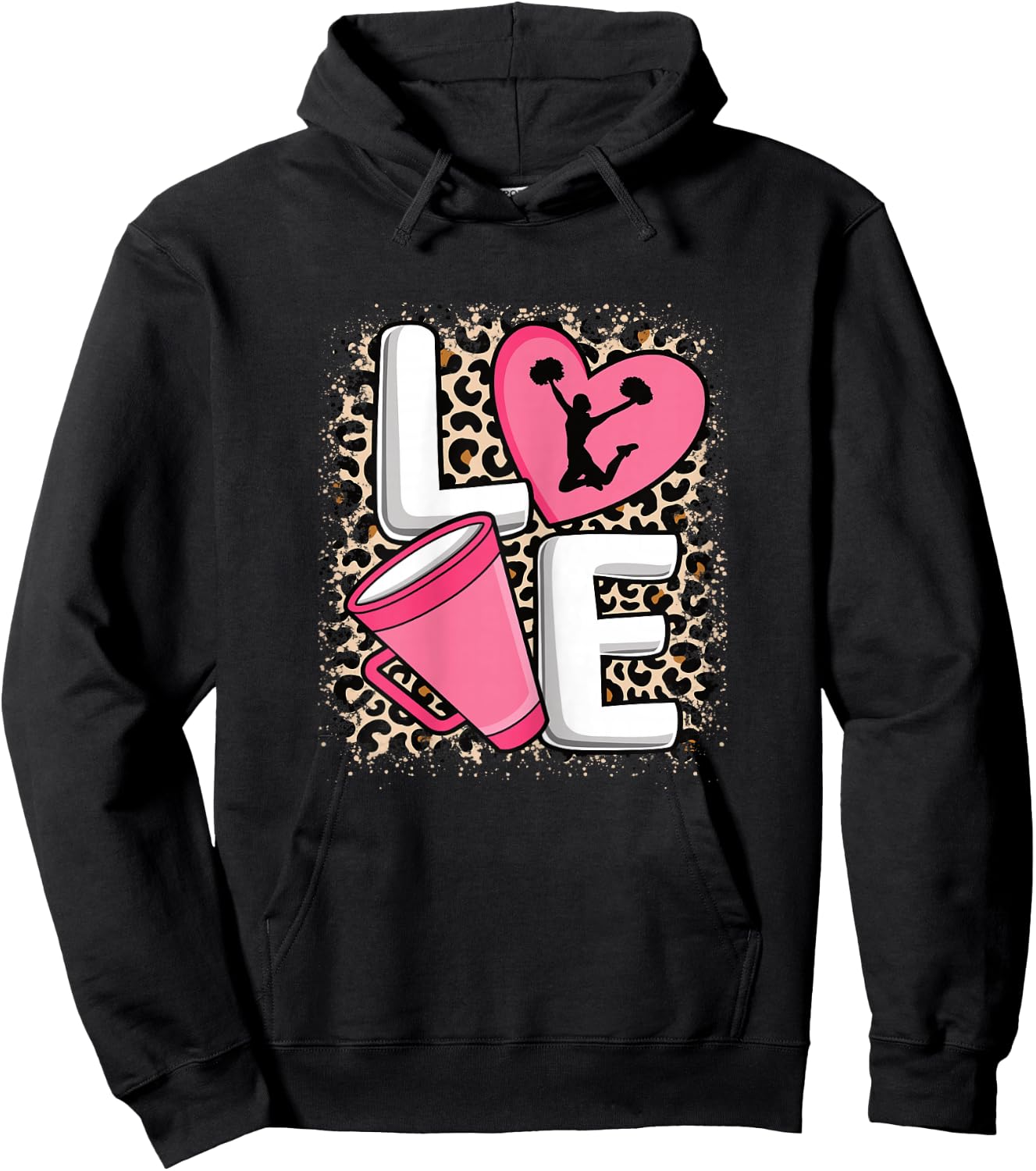 Love Cheer Cheerleader Cheerleading Women Girls Hoodie - Hoodie | Black