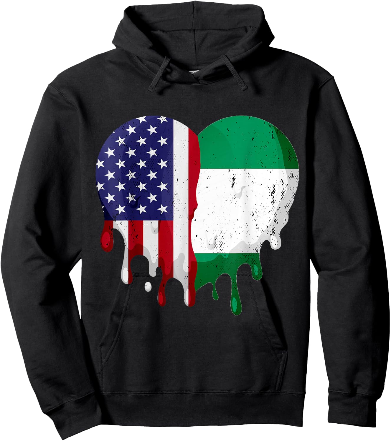 American Nigerian Heritage Month Nigeria Flag Heart Hoodie - Hoodie | Black