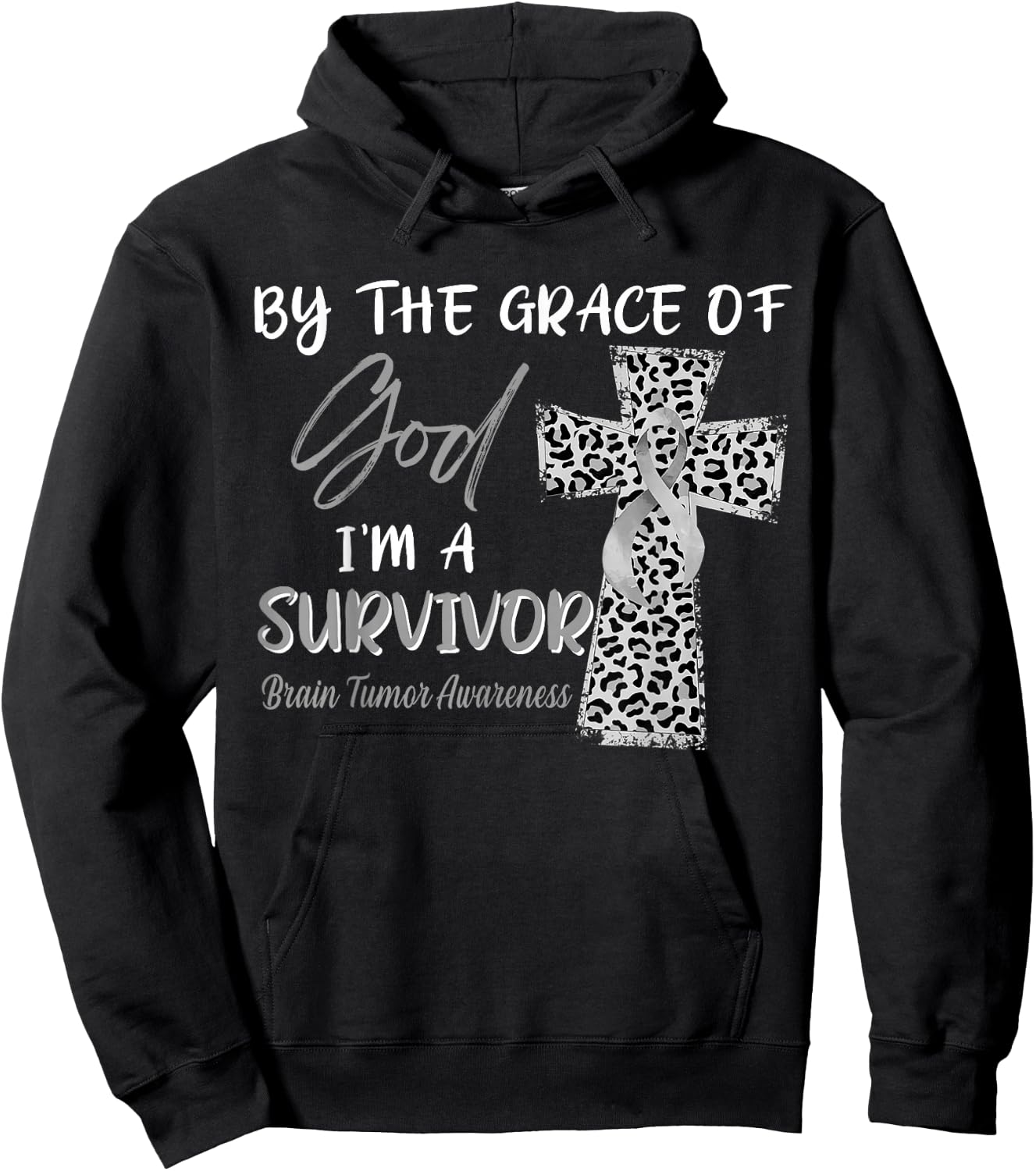 I'm A Survivor Brain Tumor Awareness Grey Ribbon Hoodie - Hoodie | Black