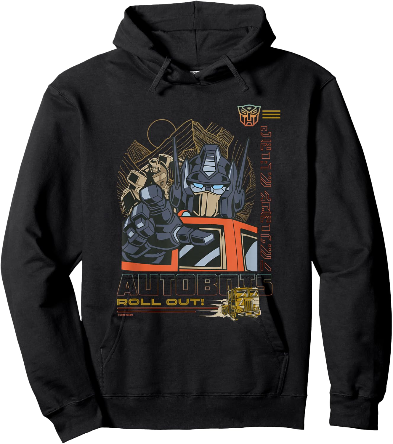 Transformers Classic Autobots Roll Out! Retro Optimus Poster Hoodie - Hoodie | Black