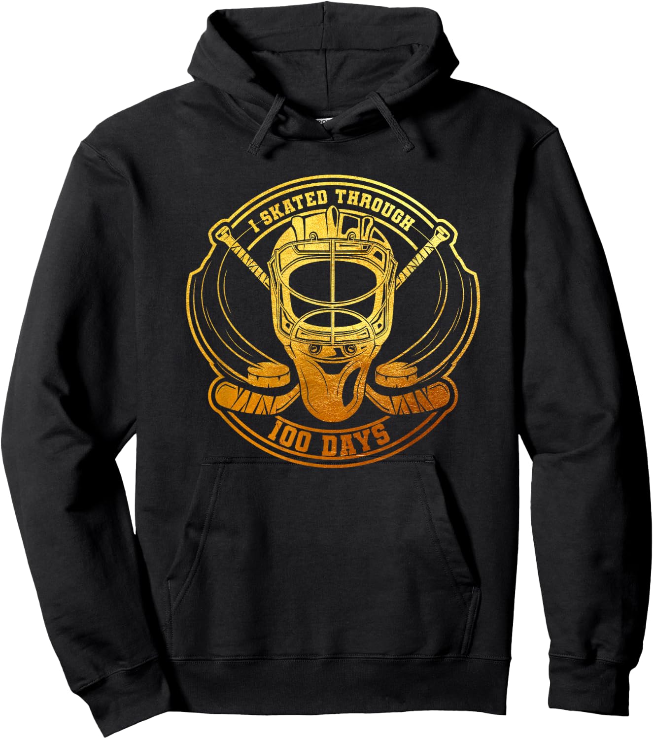 I Skated Through 100 Days 100th Day Of School Ice Hockey Hoodie - Hoodie | Black