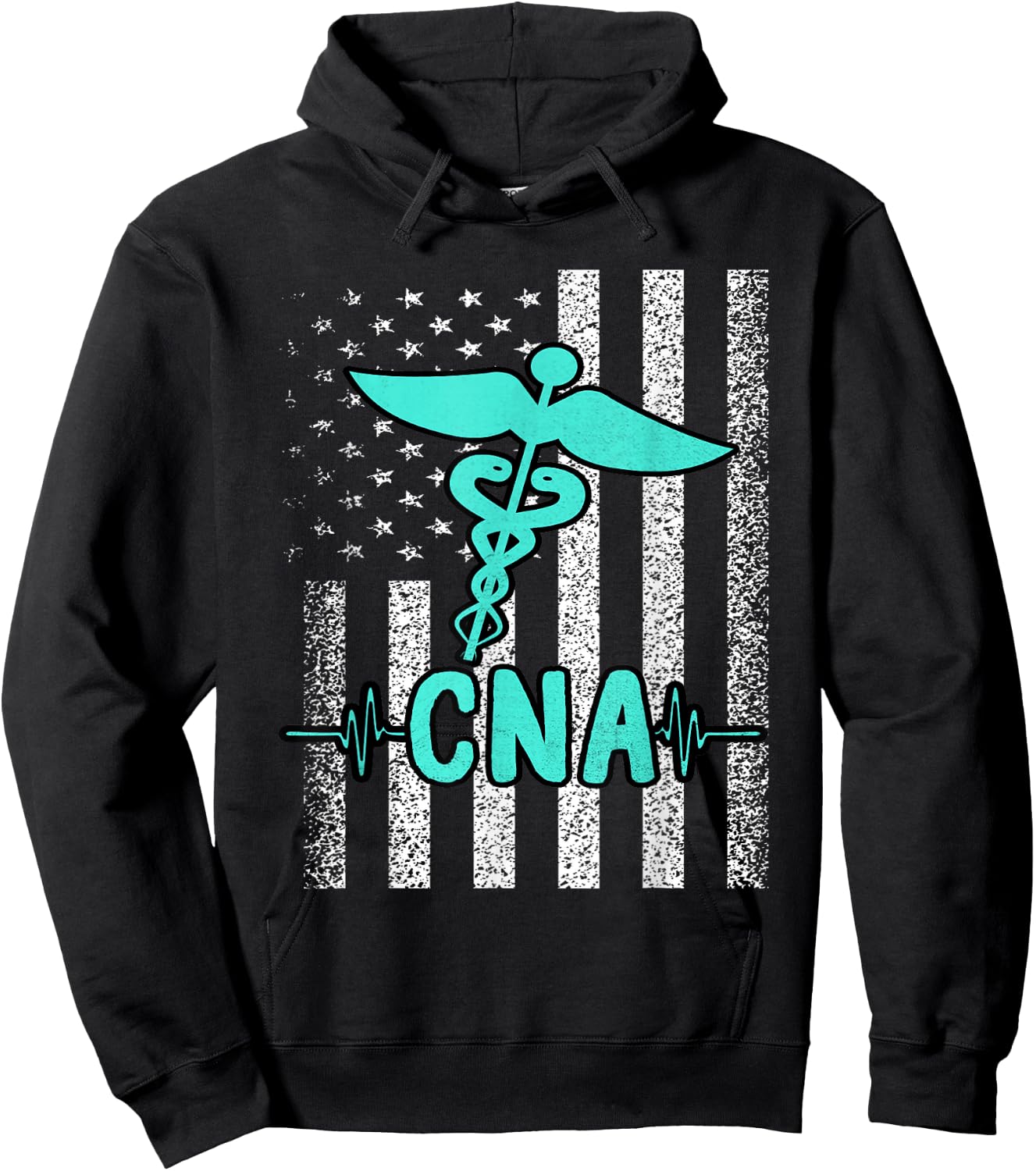 Nursing CNA Certified Nurse Assistant American Flag Vintage Men Hoodie - Hoodie | Black