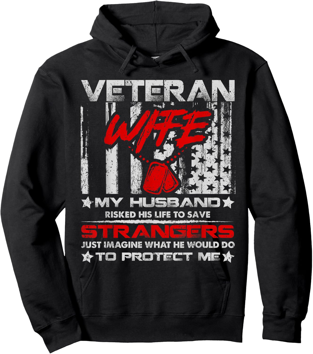 Veteran Wife My Husband Military Veteran American Vintage Hoodie - Hoodie | Black