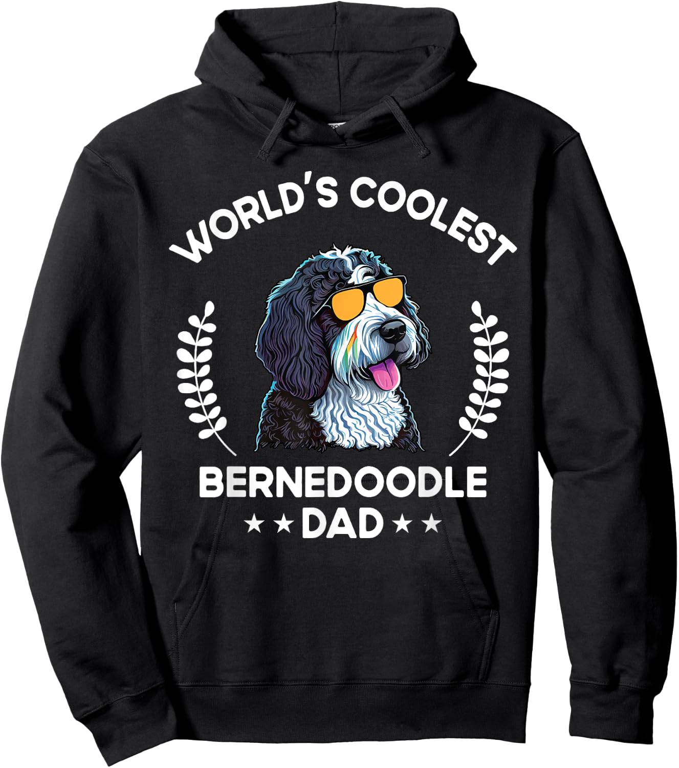 The Woof Wardrobe World's Coolest Dog Dad Papa Bernedoodle - Black, Small, Men, , Short Sleeve, , Modern Classic, Cotton Blend, All Seasons, Kids, Dog Themed Hoodie - Hoodie | Black