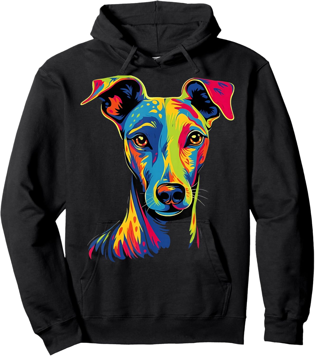 Funny Whippet Dog Mom or Dad Colorful Puppy Art Lover Black Hoodie - Hoodie | Black