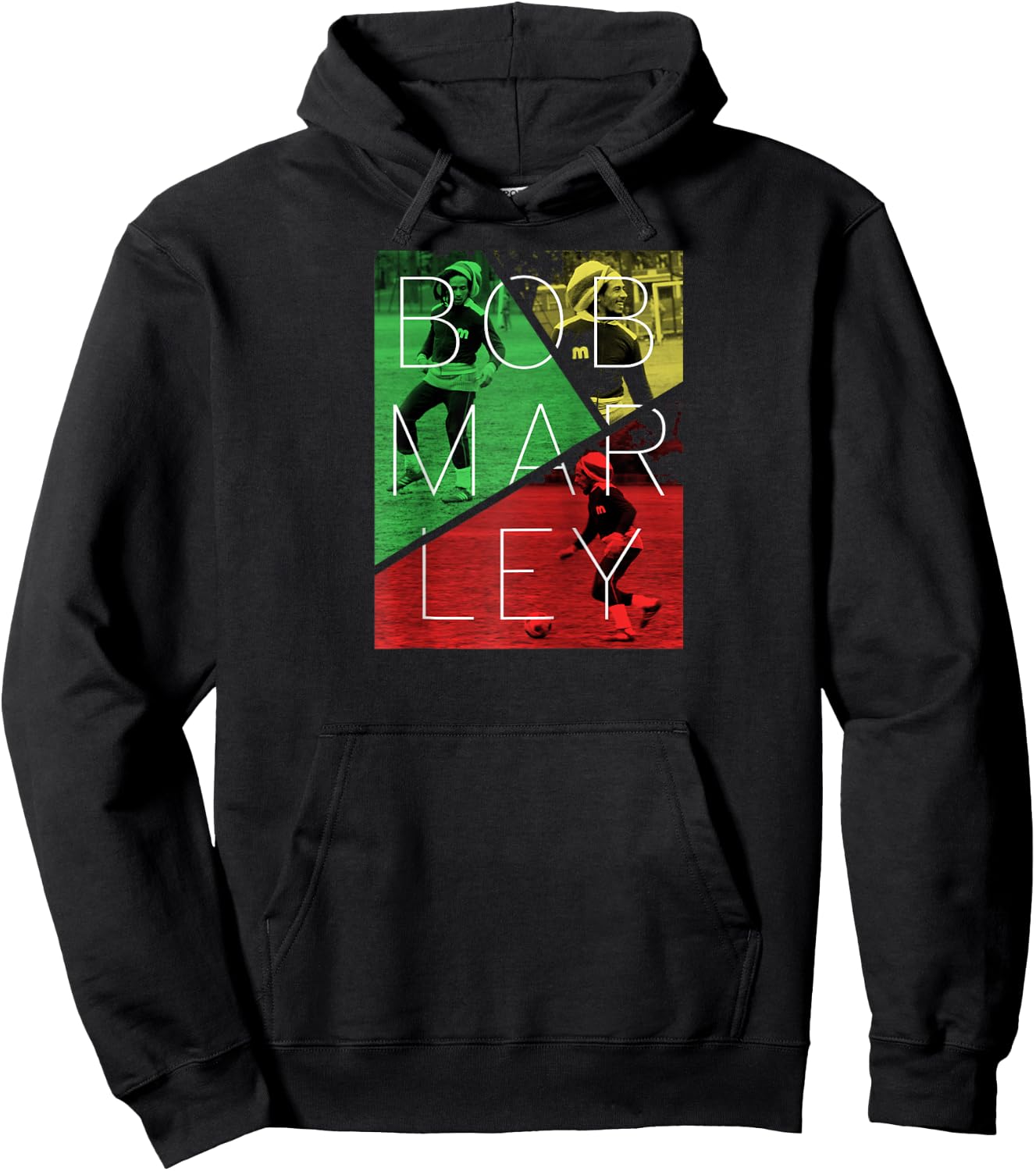 Bob Marley Soccer Split Raglan Baseball Hoodie - Hoodie | Black