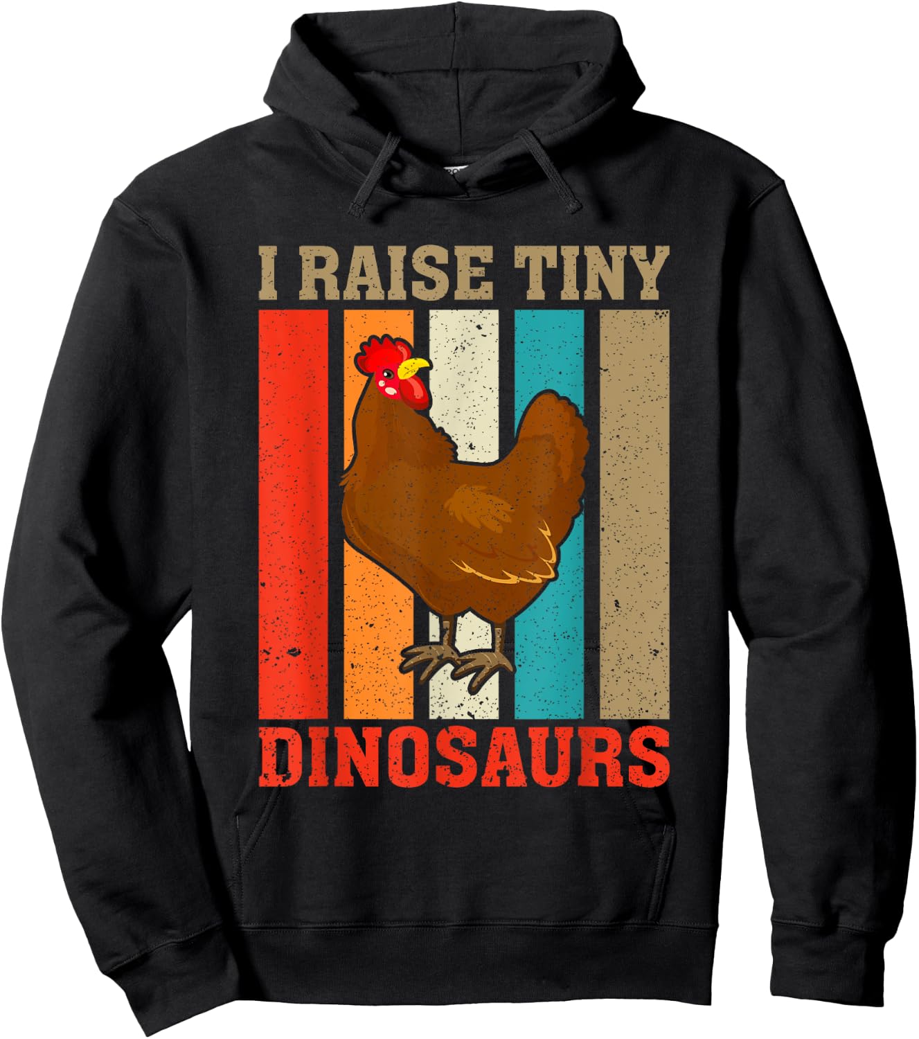 I Raise Tiny Dinosaurs Vintage Funny Chicken Lover Farmer Hoodie - Hoodie | Black