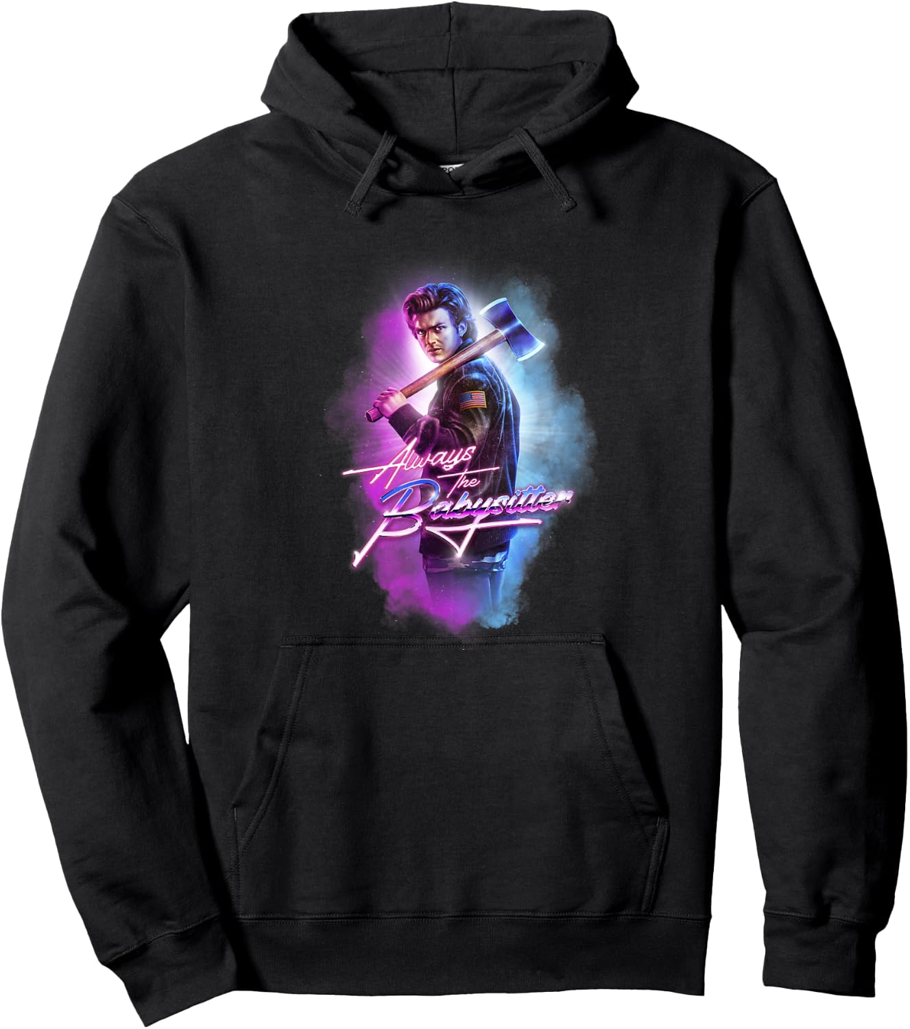 Stranger Things Steve Always The Babysitter Ax Retro Logo Hoodie - Hoodie | Black