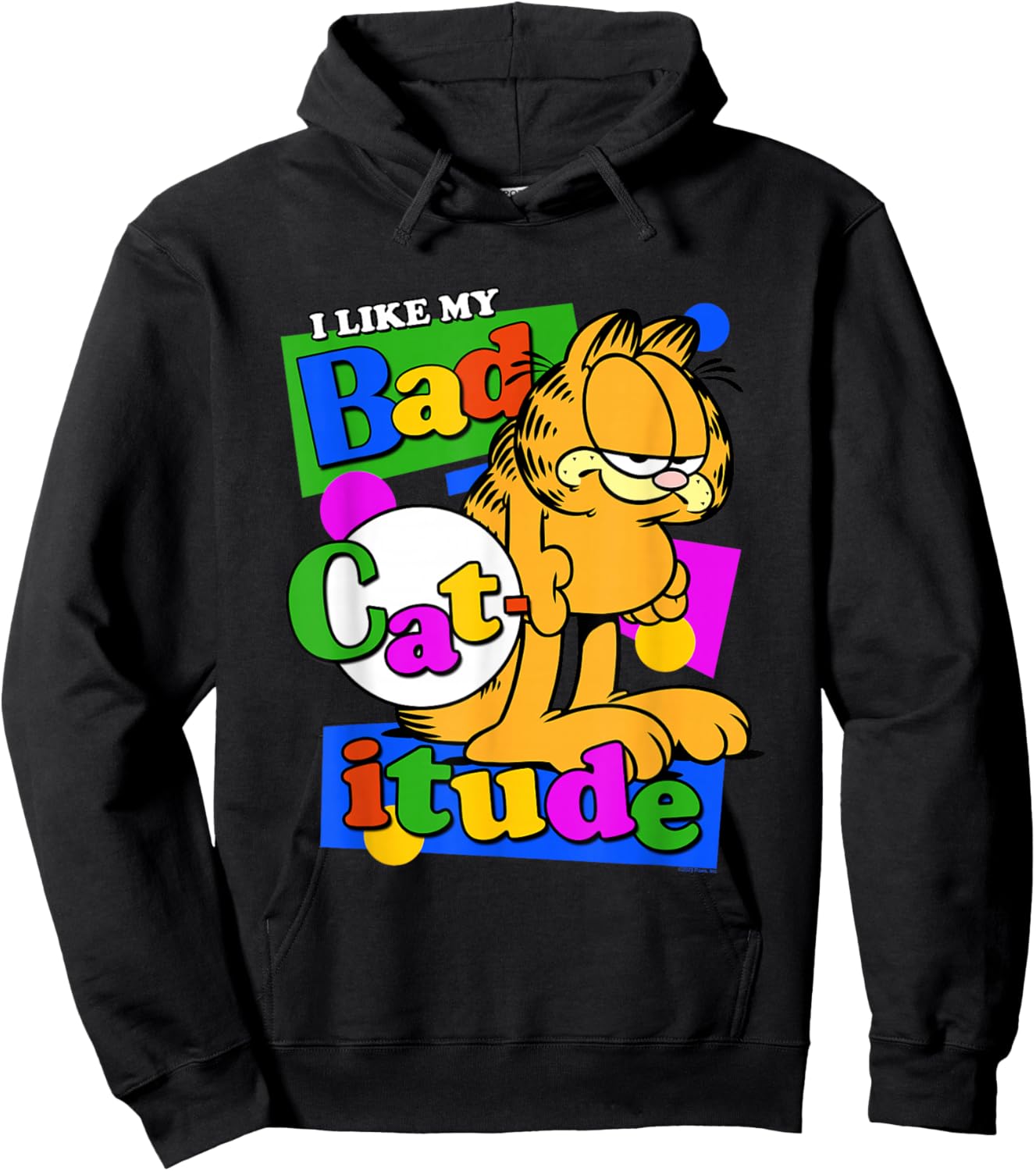 Garfield I Like My Bad Catitude Retro Cartoon Cat Hoodie - Hoodie | Black