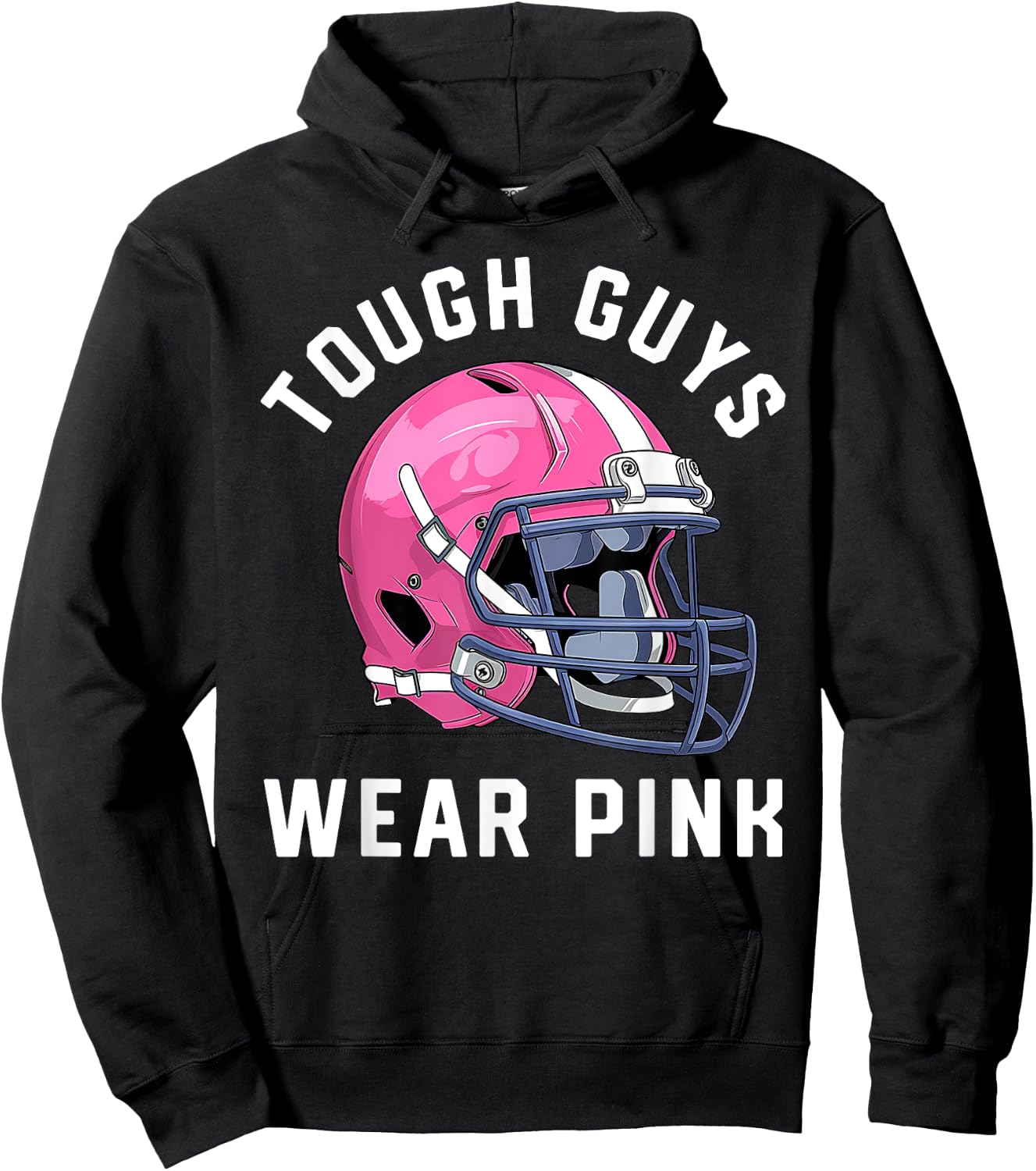 Tough Guys Wear Pink Breast Cancer Awareness Football Hoodie - Hoodie | Black