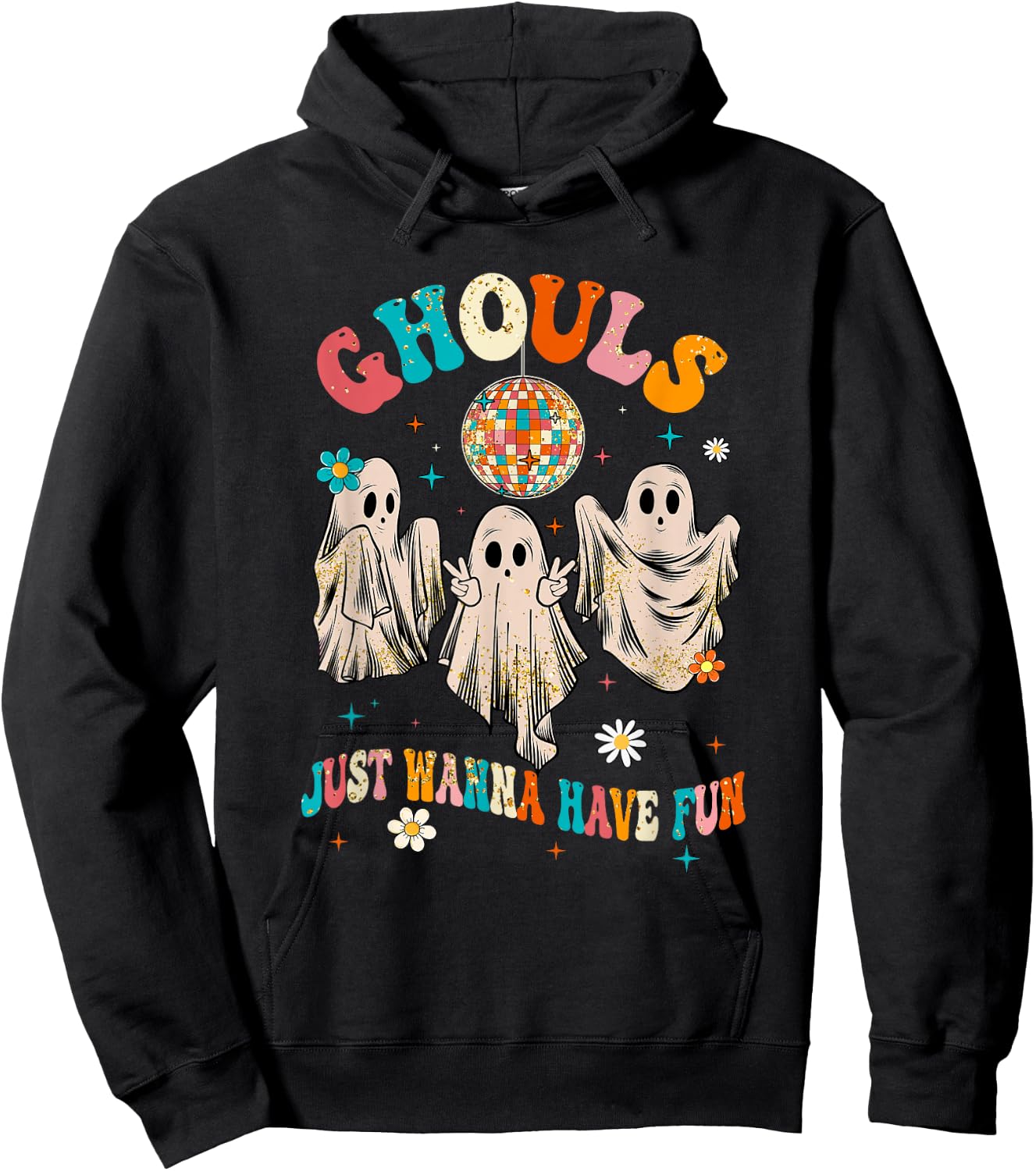 Groovy Ghouls Just Wanna Have Fun Halloween Spooky Season Hoodie - Hoodie | Black