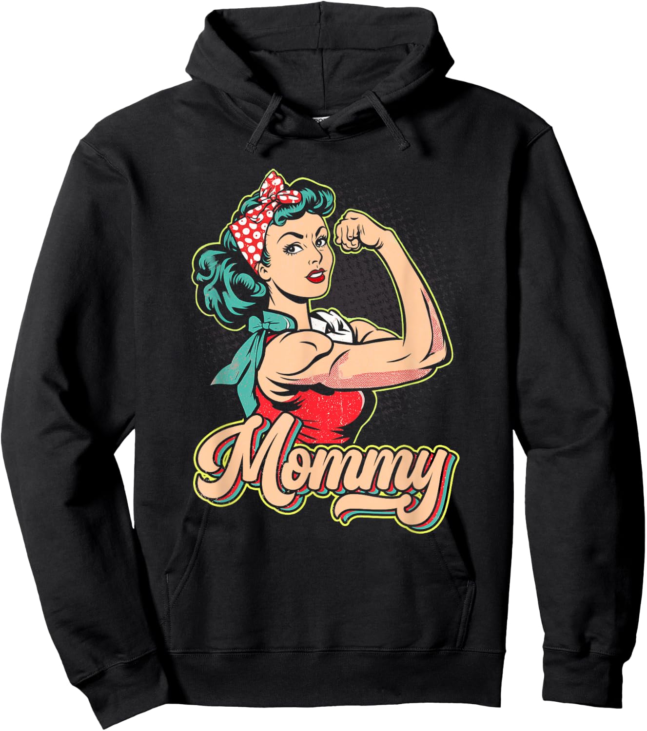 Mommy Muscle Retro Weightlifting And Bodybuilding Gym Mom Hoodie - Hoodie | Black