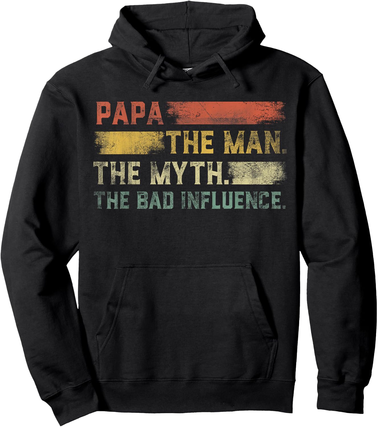 Vintage Papa the Man the Myth the Bad Influence Hoodie - Hoodie | Black