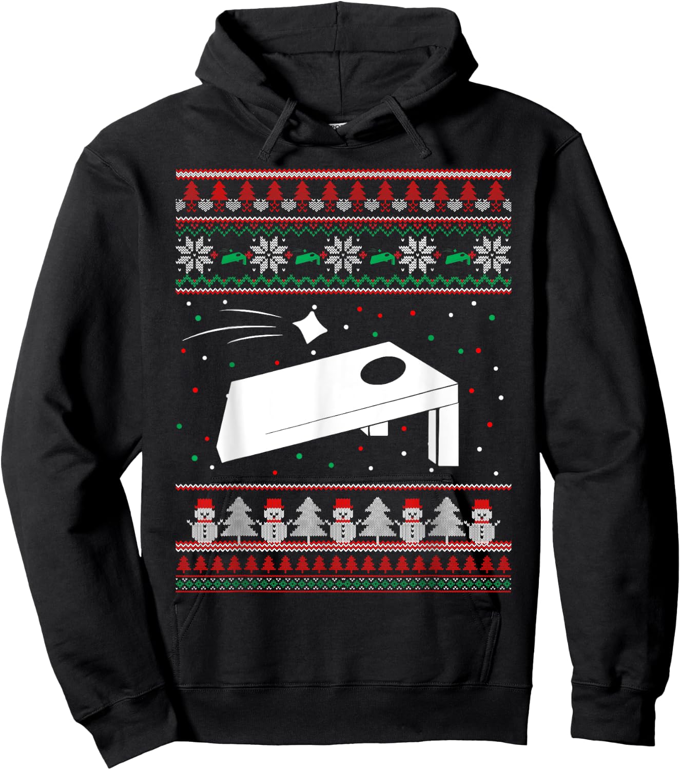 Cornhole Ugly Christmas Sweater Pajama Gifts Women Hoodie - Hoodie | Black