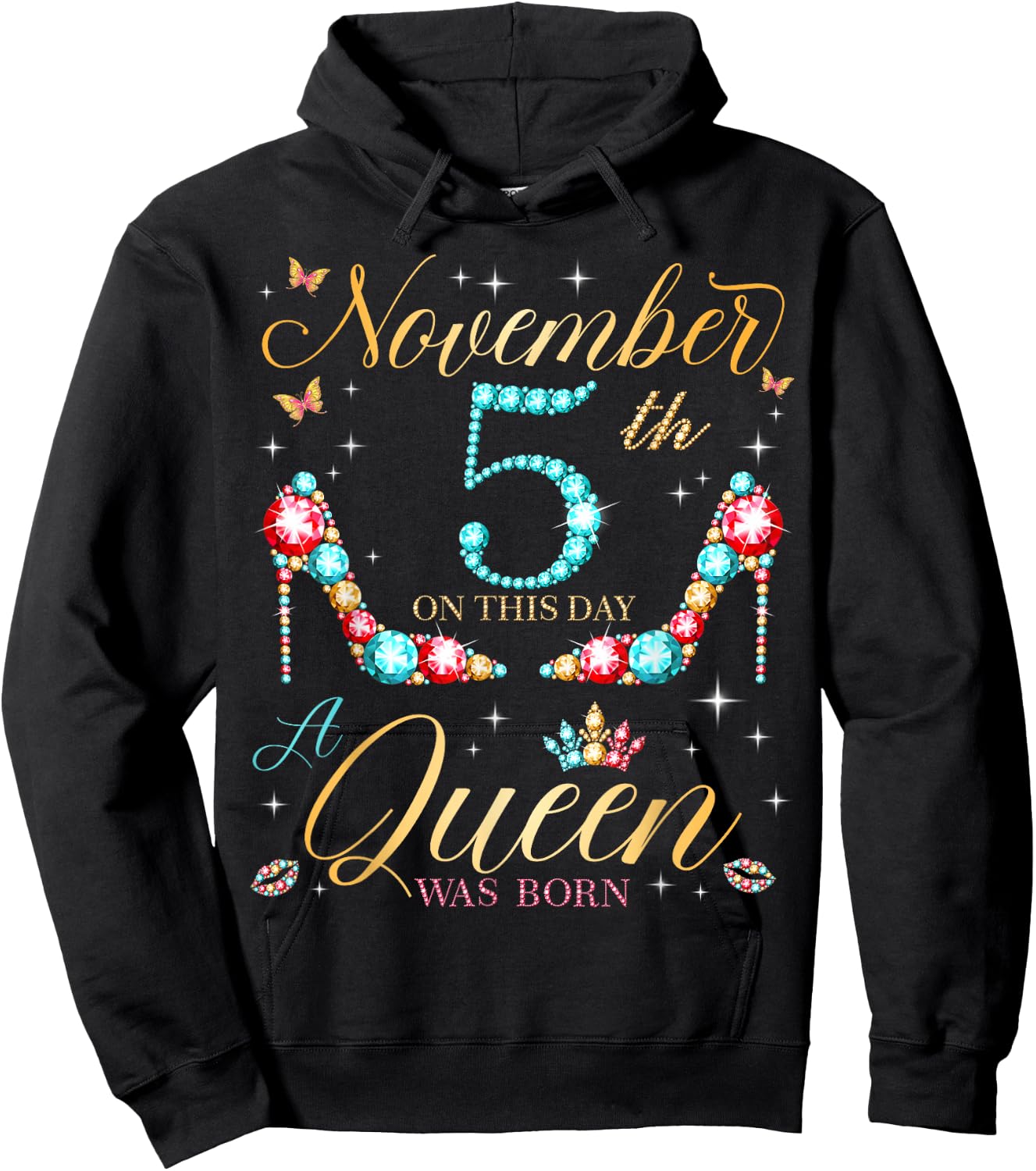 On November 5th A Queen Was Born on November 5 Birthday Hoodie - Hoodie | Black