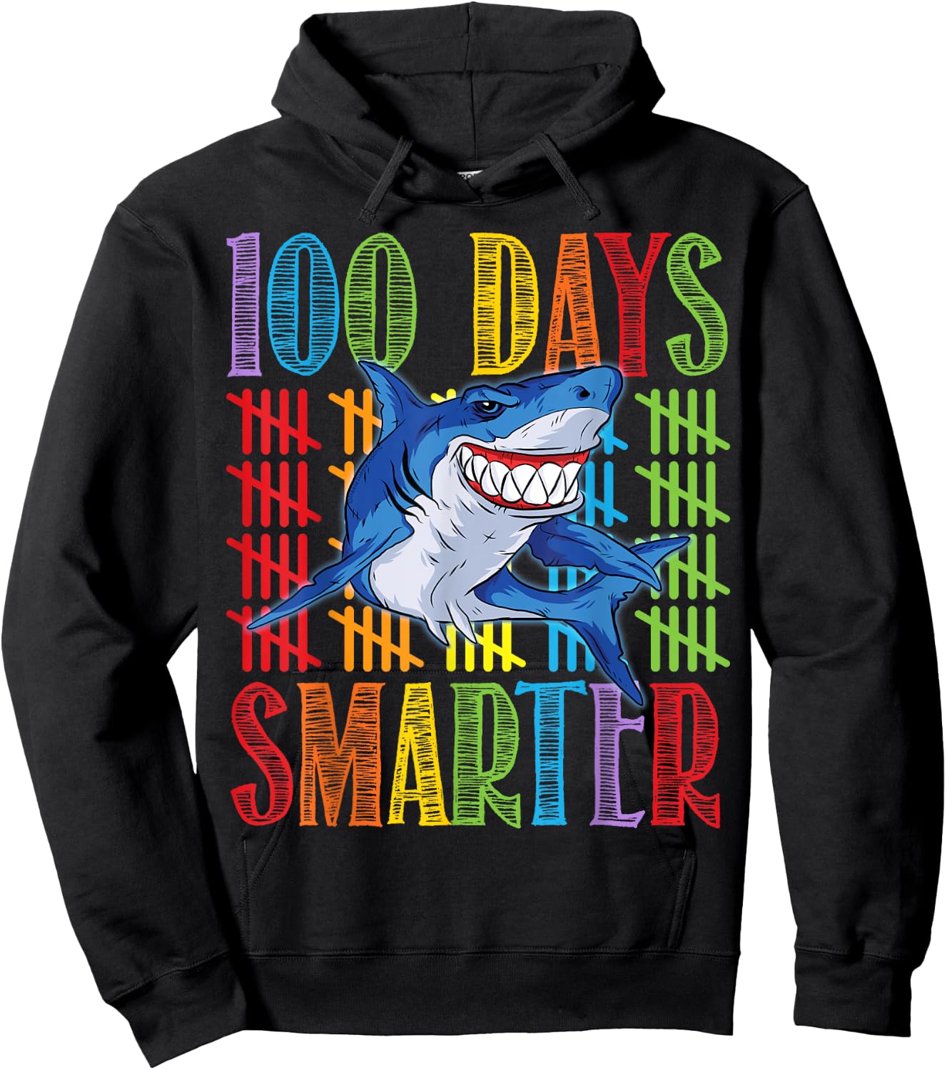 Funny Shark 100 Days Smarter 100 Days of School Hoodie - Hoodie | Black