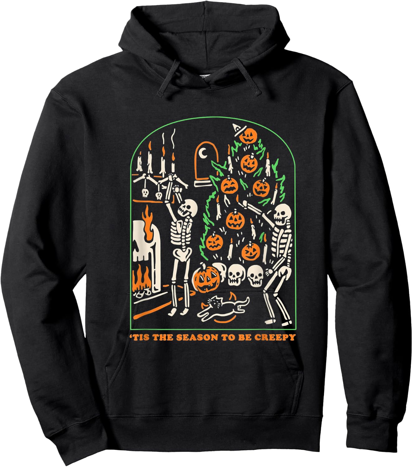 Halloween Skeleton Party 'Tis The Season To Be Creepy Hoodie - Hoodie | Black