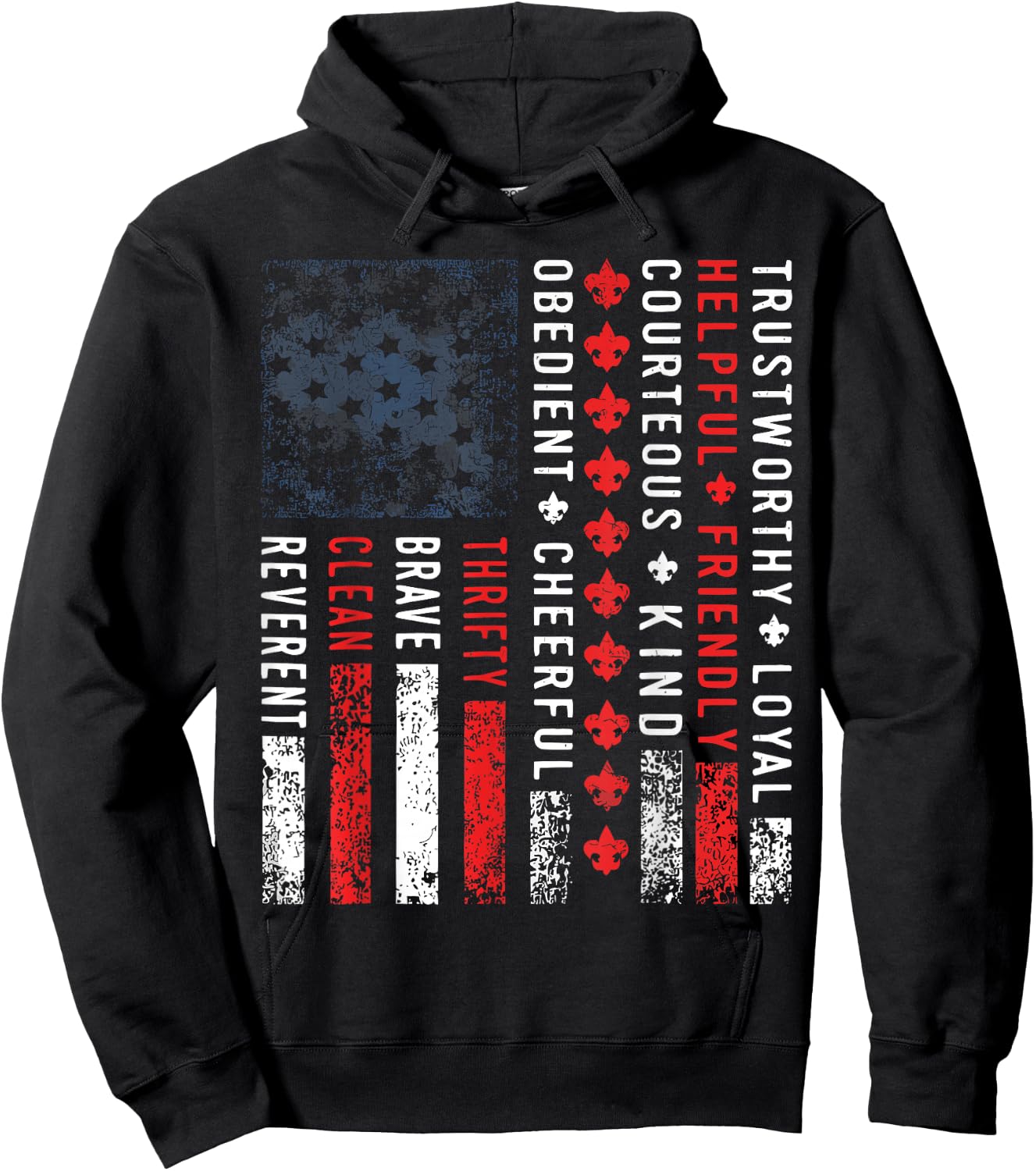 Scouting Law Vintage US America Flag Scouting Hoodie - Hoodie | Black