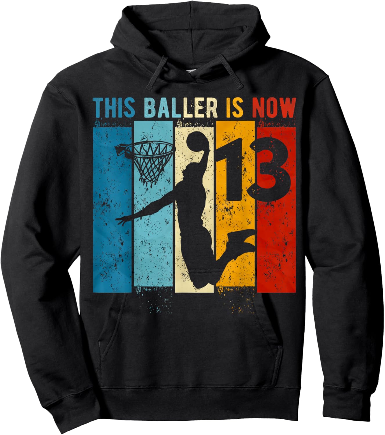 13 Year Old Basketball 13th Birthday Boy Hoodie - Hoodie | Black