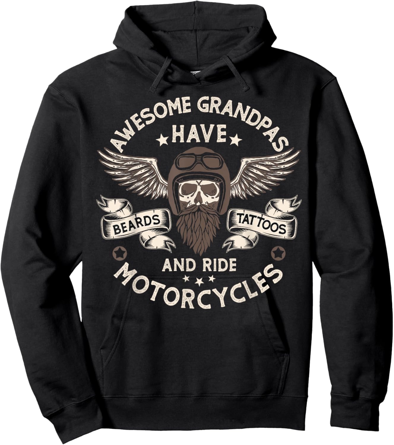 Beard Shirt Awesome grandpas Beard Tattoos and Motorcycles Hoodie - Hoodie | Black