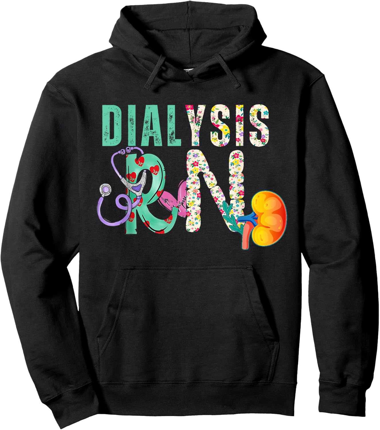 Dialysis Nephrology Nurse Black Women's Modern Letter Print Hoodie - Hoodie | Black