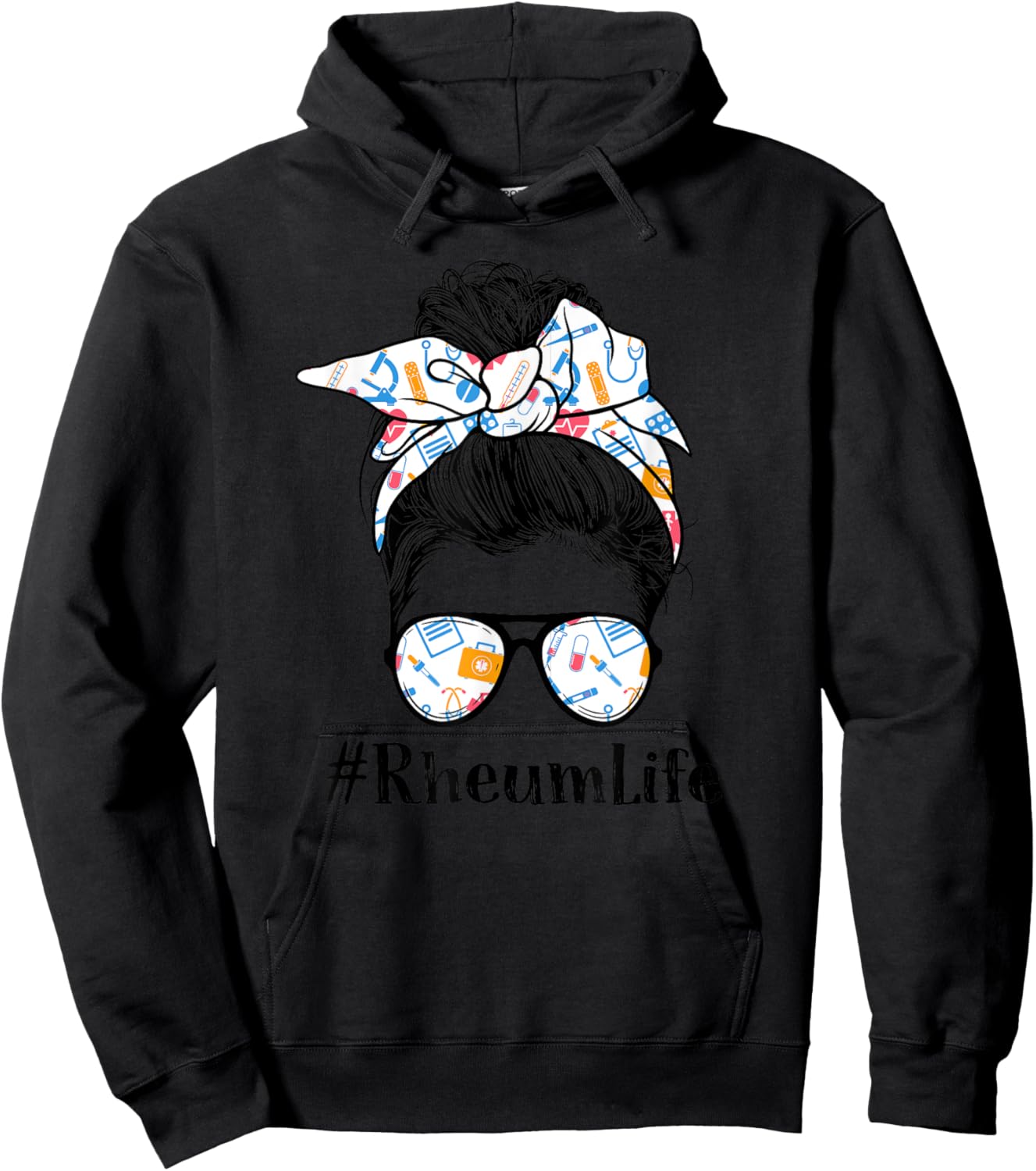 Rheum Rheumatology Nurse Life Appreciation Day Messy Bun Hoodie - Hoodie | Black