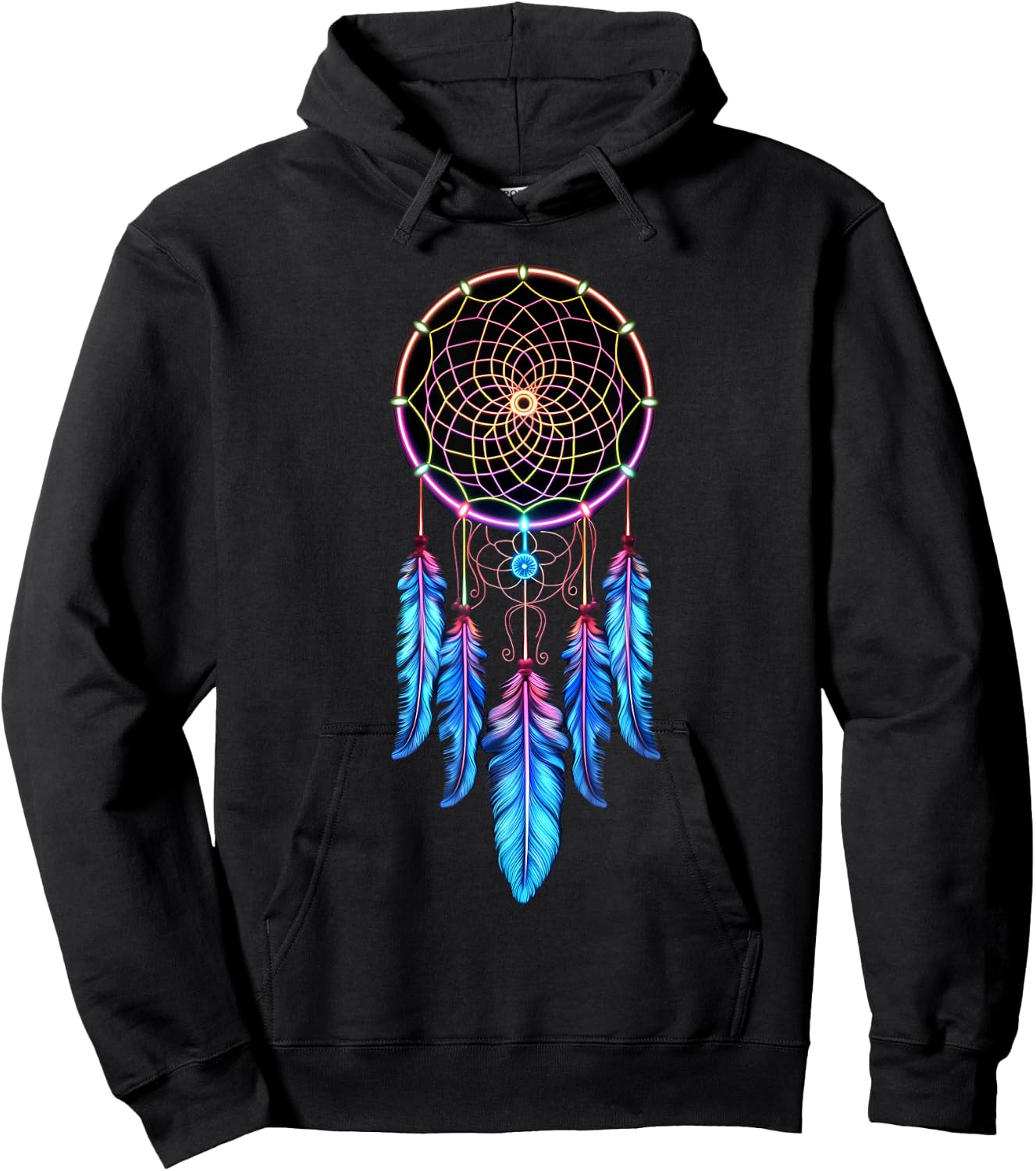 Colorful Dreamcatcher Feathers Tribal Native American Indian Hoodie - Hoodie | Black