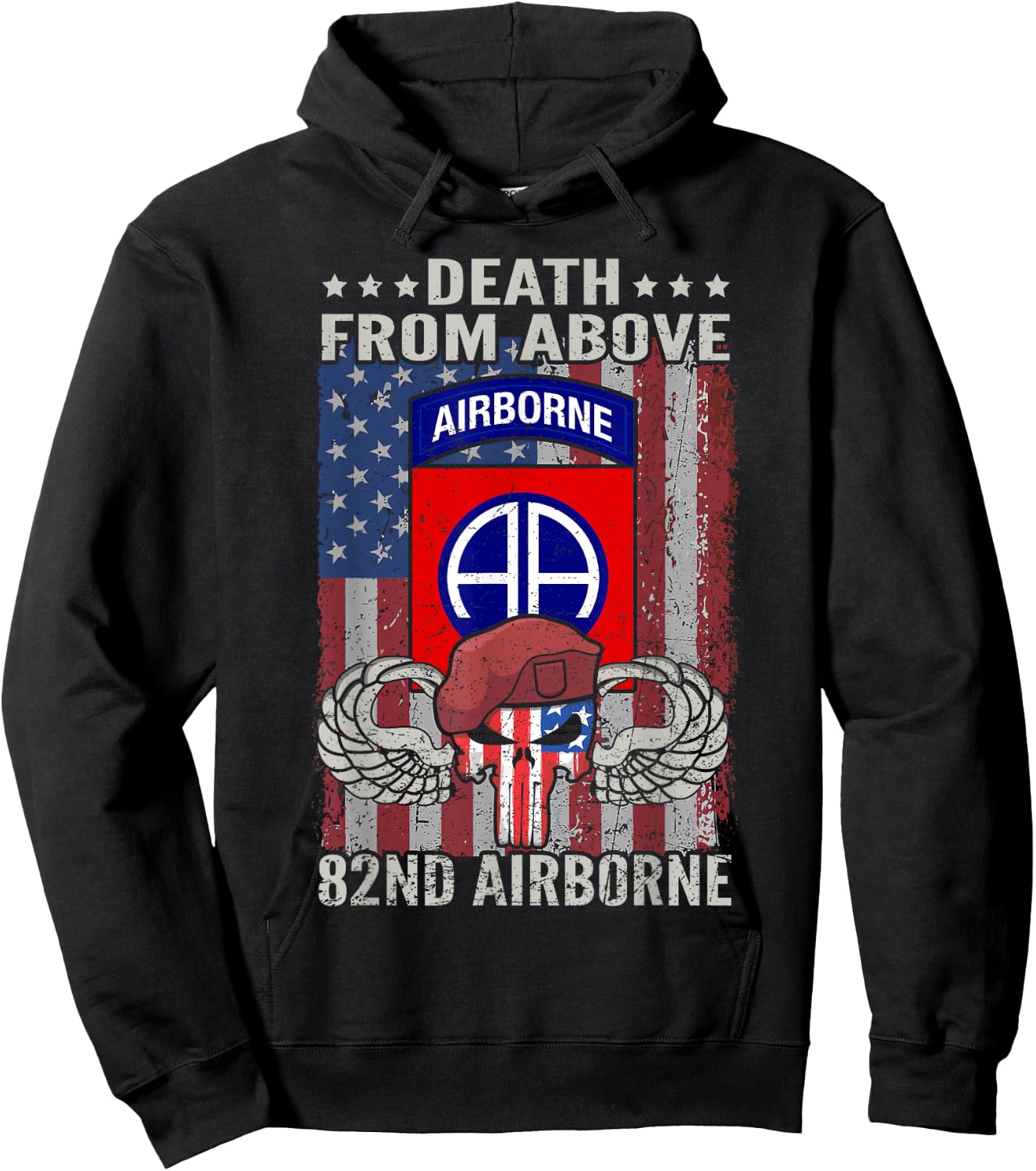 Death From Above USA 82nd Airborne Division Veteran Hoodie - Hoodie | Black