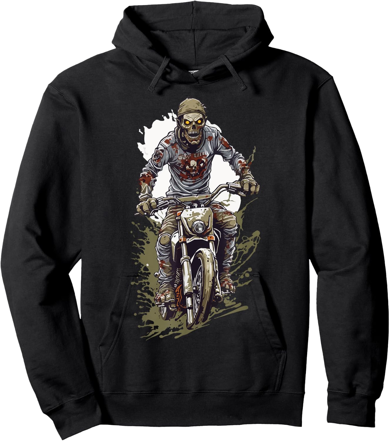 Zombie Motocross Halloween Biker Cool Costume Design Hoodie - Hoodie | Black