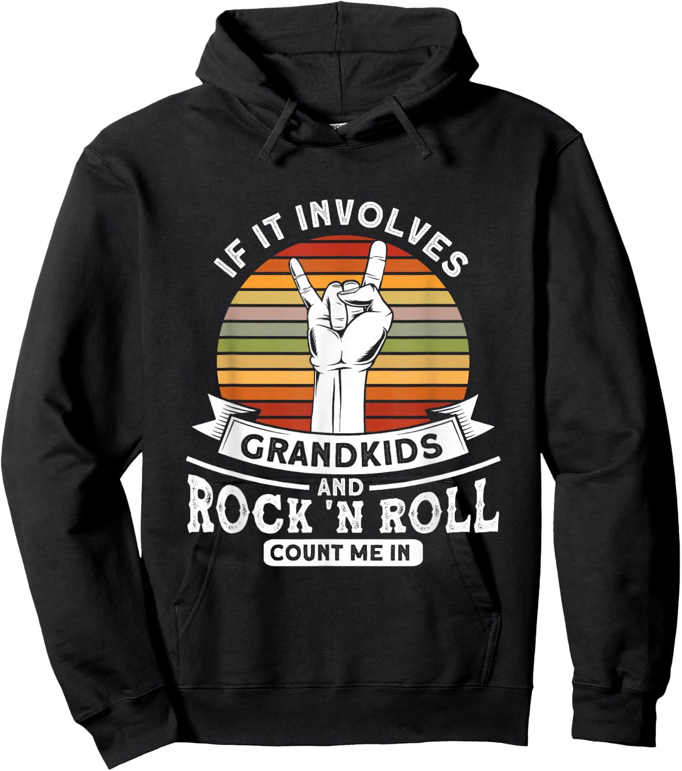 Grandkids And Rock 'n Roll Rock N Roll Guitar Hoodie - Hoodie | Black