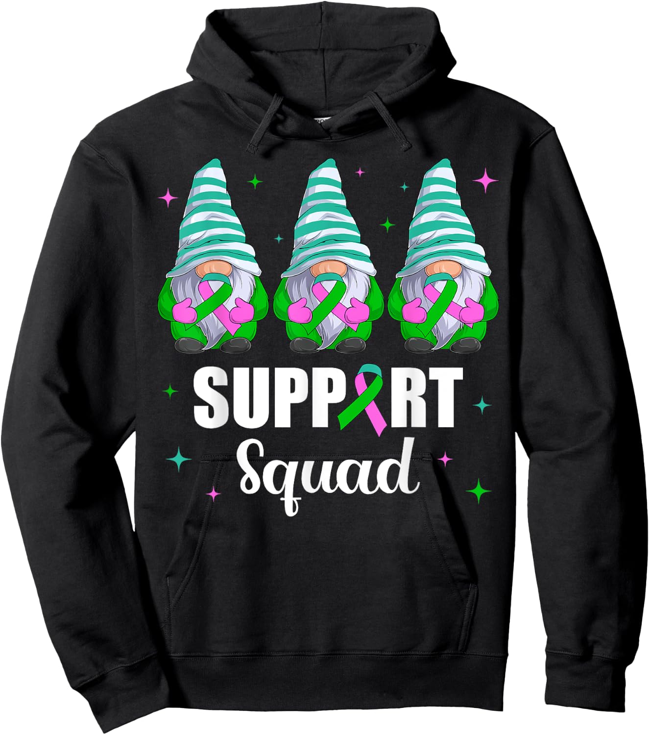 Metastatic Breast Cancer Awareness Shirt Gnome Support Squad Hoodie - Hoodie | Black