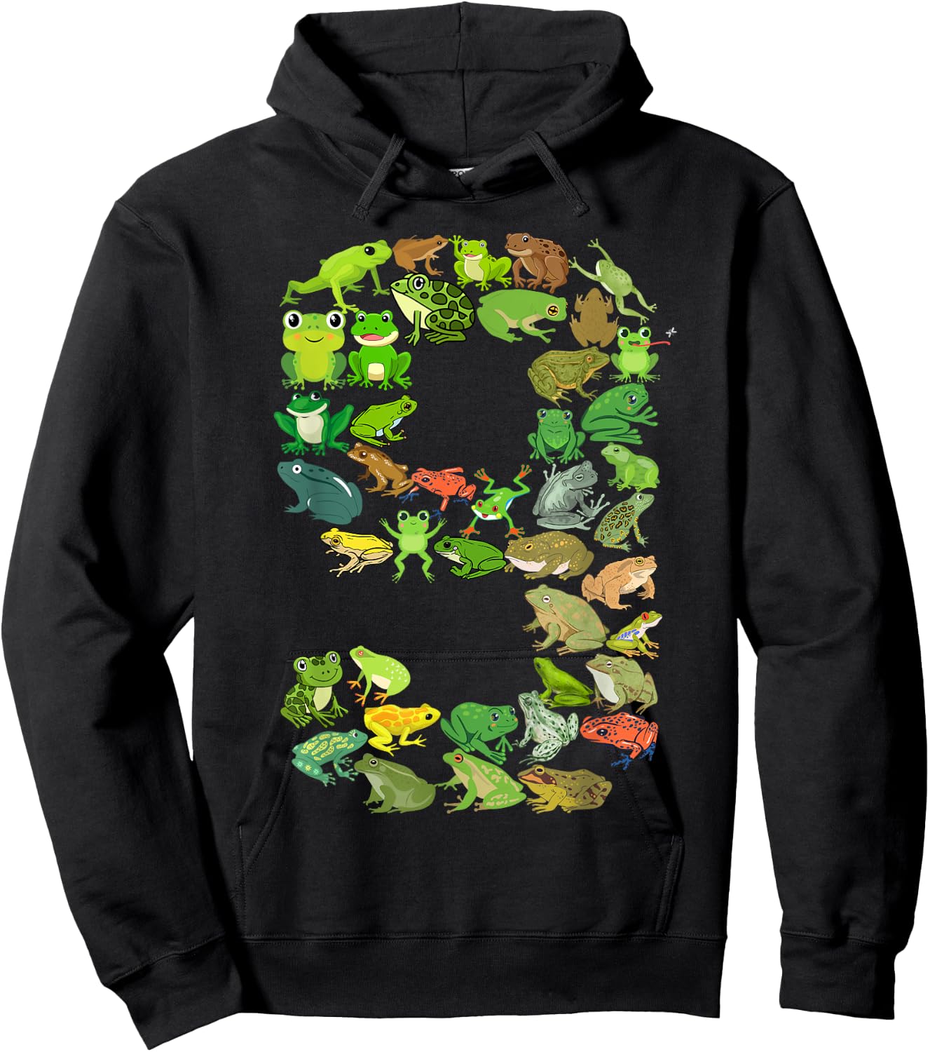 Cute 9th Birthday Frog Themed 9 Year Old Kids Frog Lover Hoodie - Hoodie | Black